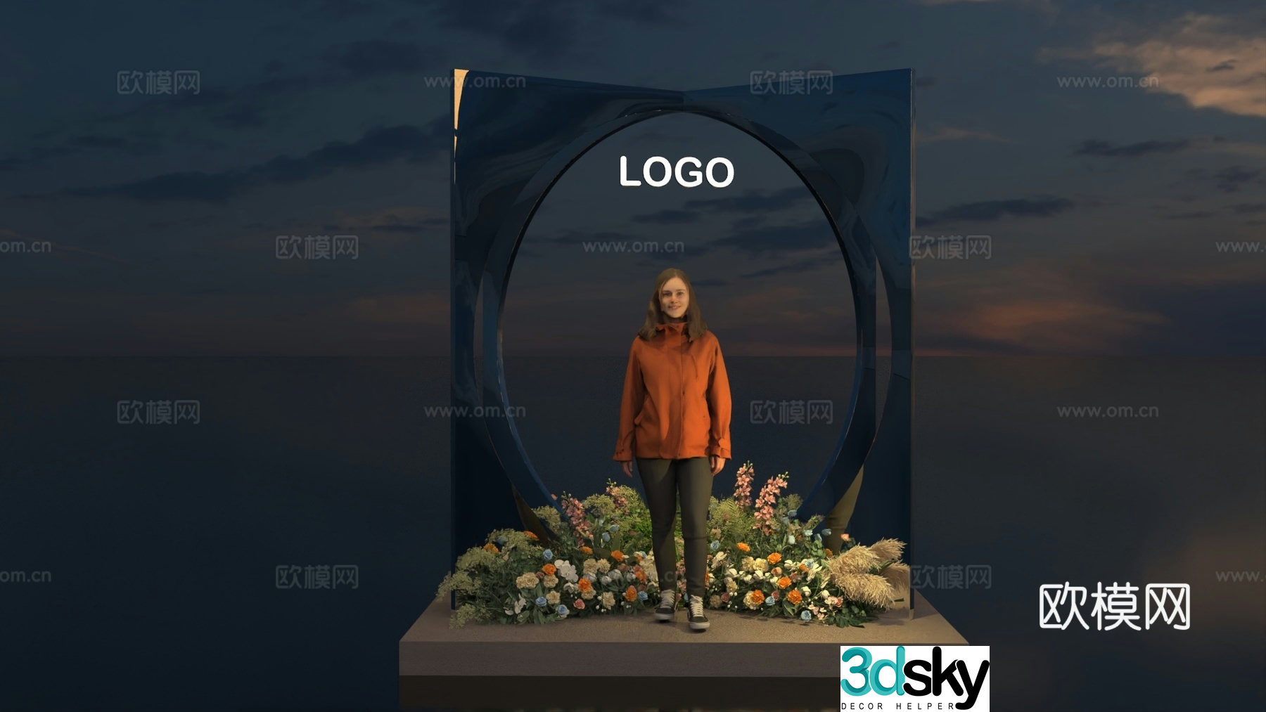 Dinner floral photography wall 3d model