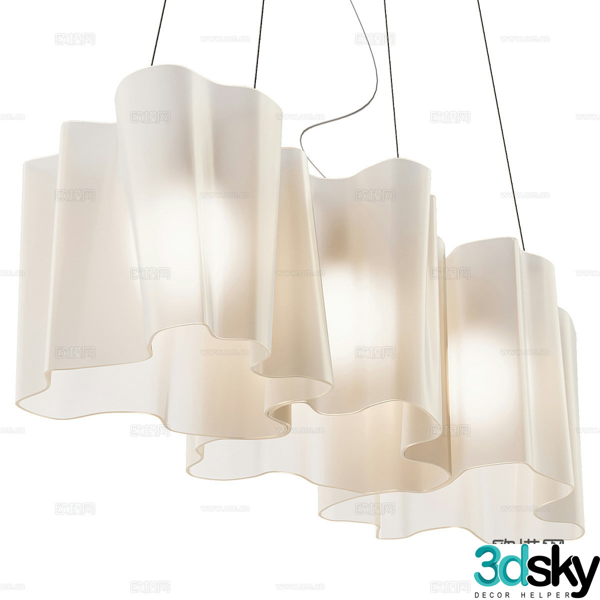 New Chinese style light luxury decorative chandelier 3D model