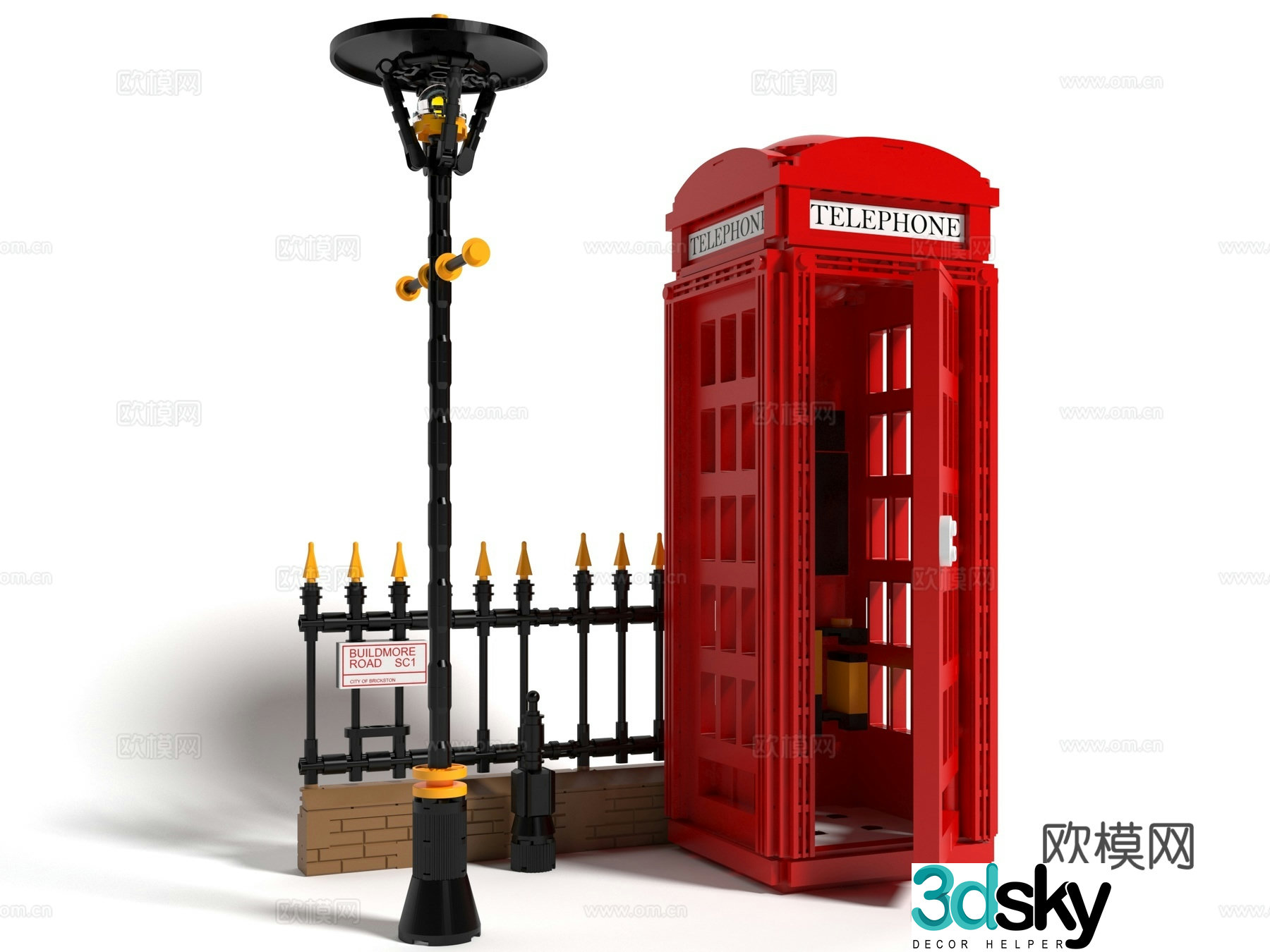 Modern style telephone booth ornament 3d model