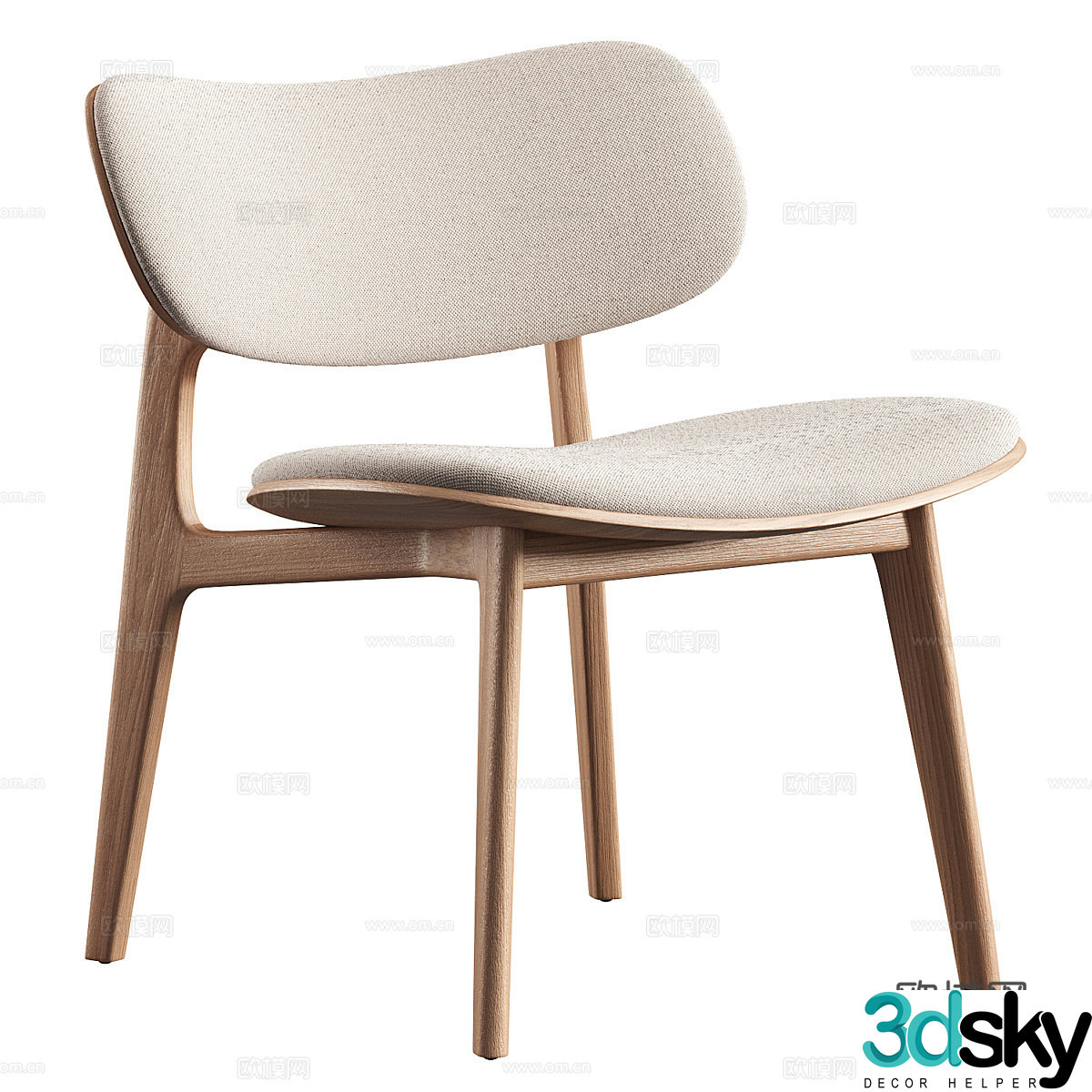 New Chinese Sinni Oak Leisure Chair 3D Model