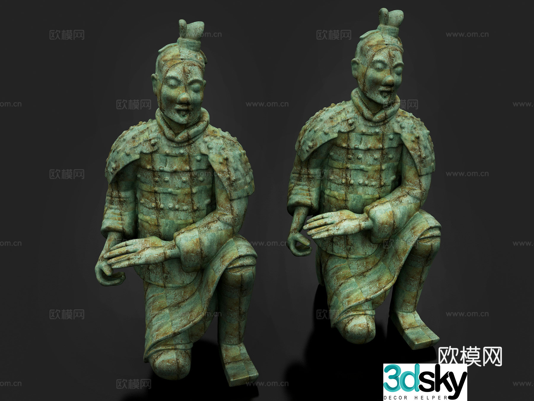 Terracotta Warriors Qin Dynasty pottery antique cultural relics sculpture combination statues burial objects portraits 3D models