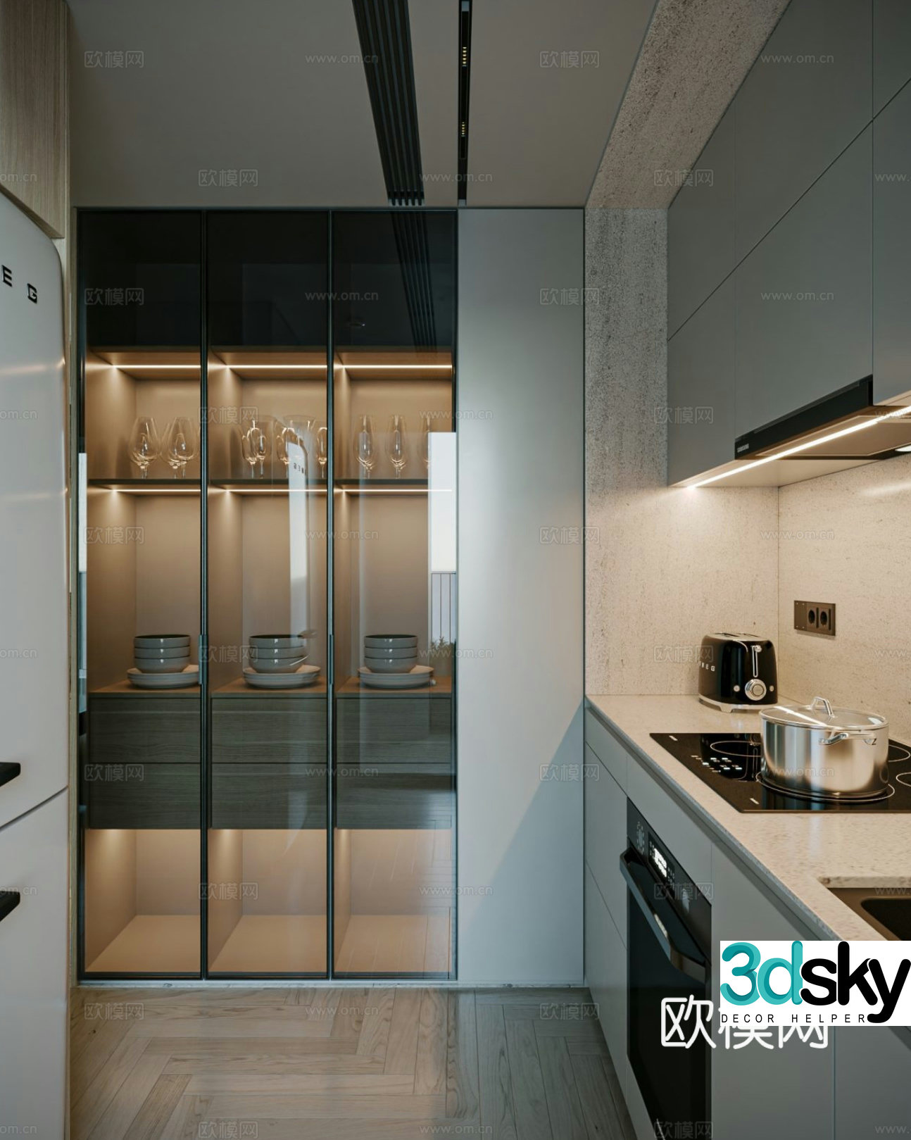 Modern kitchen Minimalist kitchen Open kitchen Minimalist cabinets Kitchen supplies Kitchen accessories 3d model