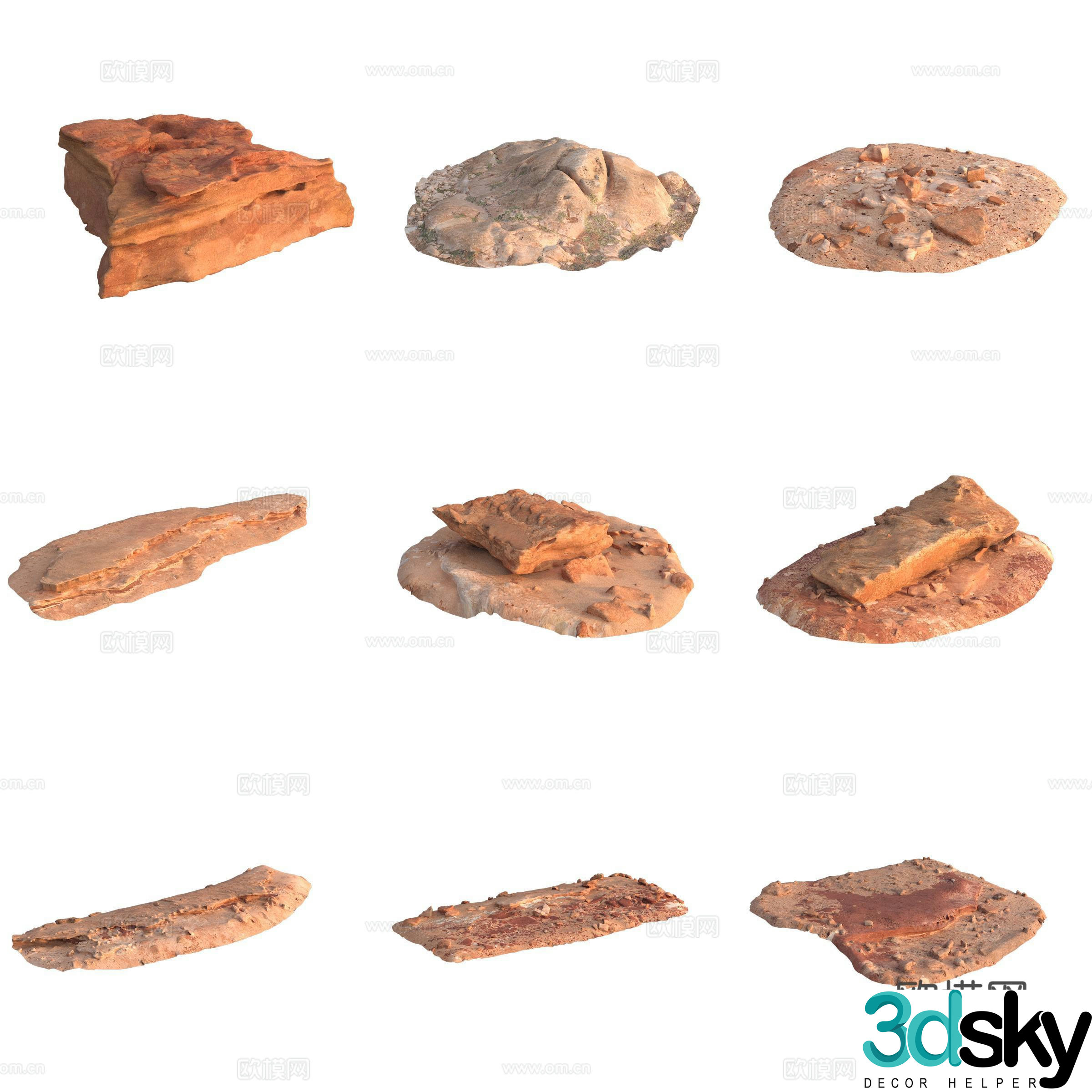 Sandstone stone pile stone wall 3d model