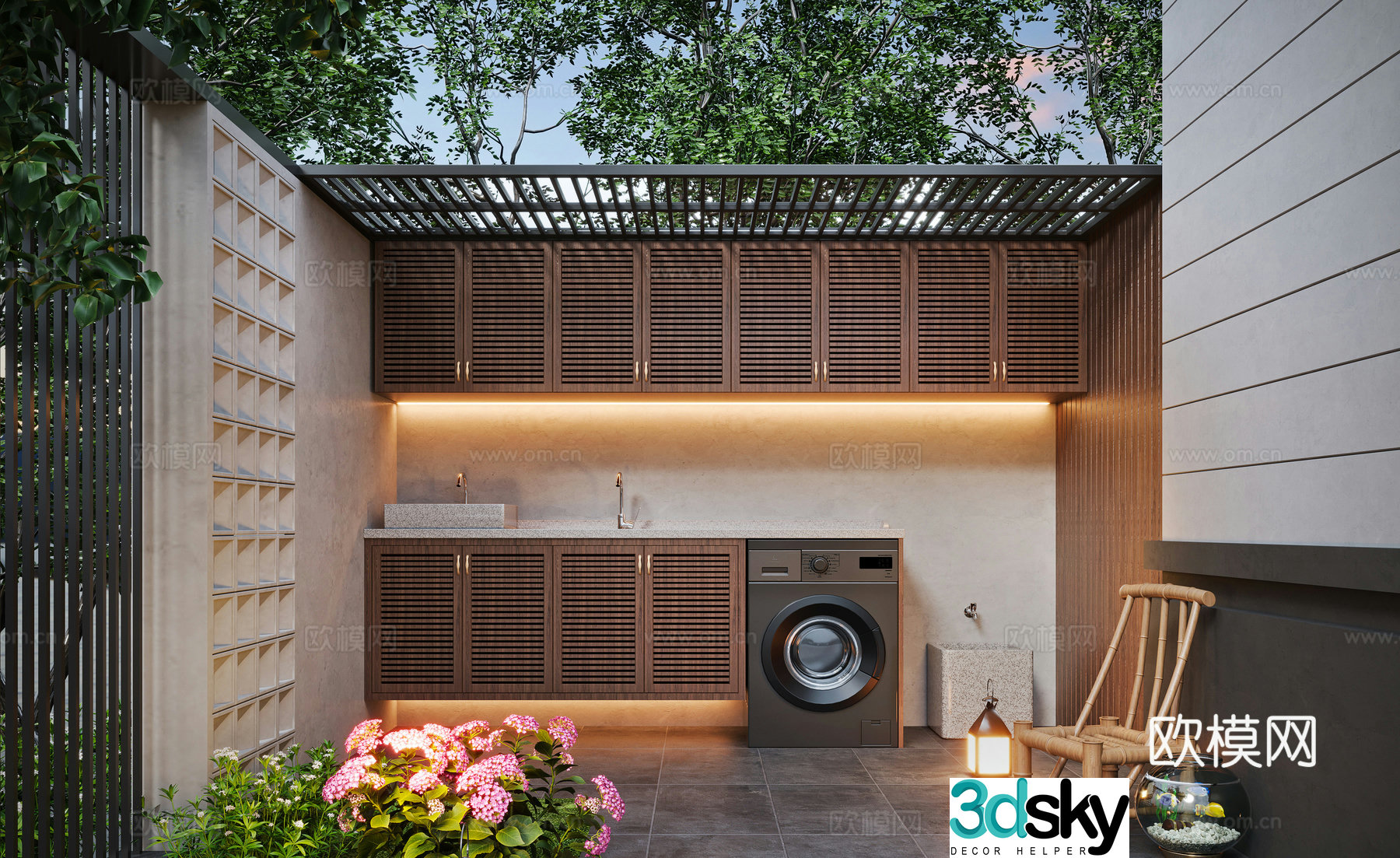 Modern garden landscape 3d model