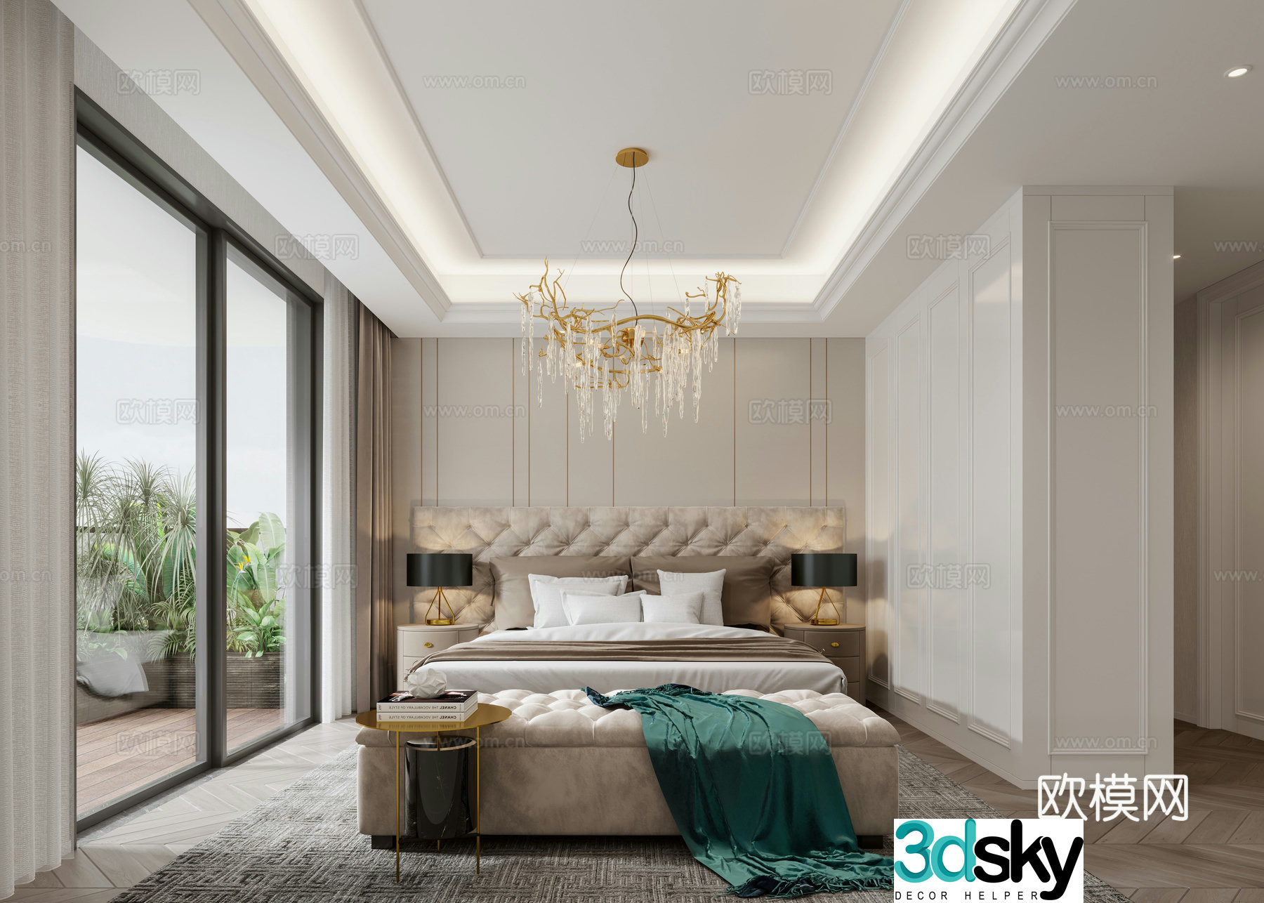 Simple European bedroom 3d model
