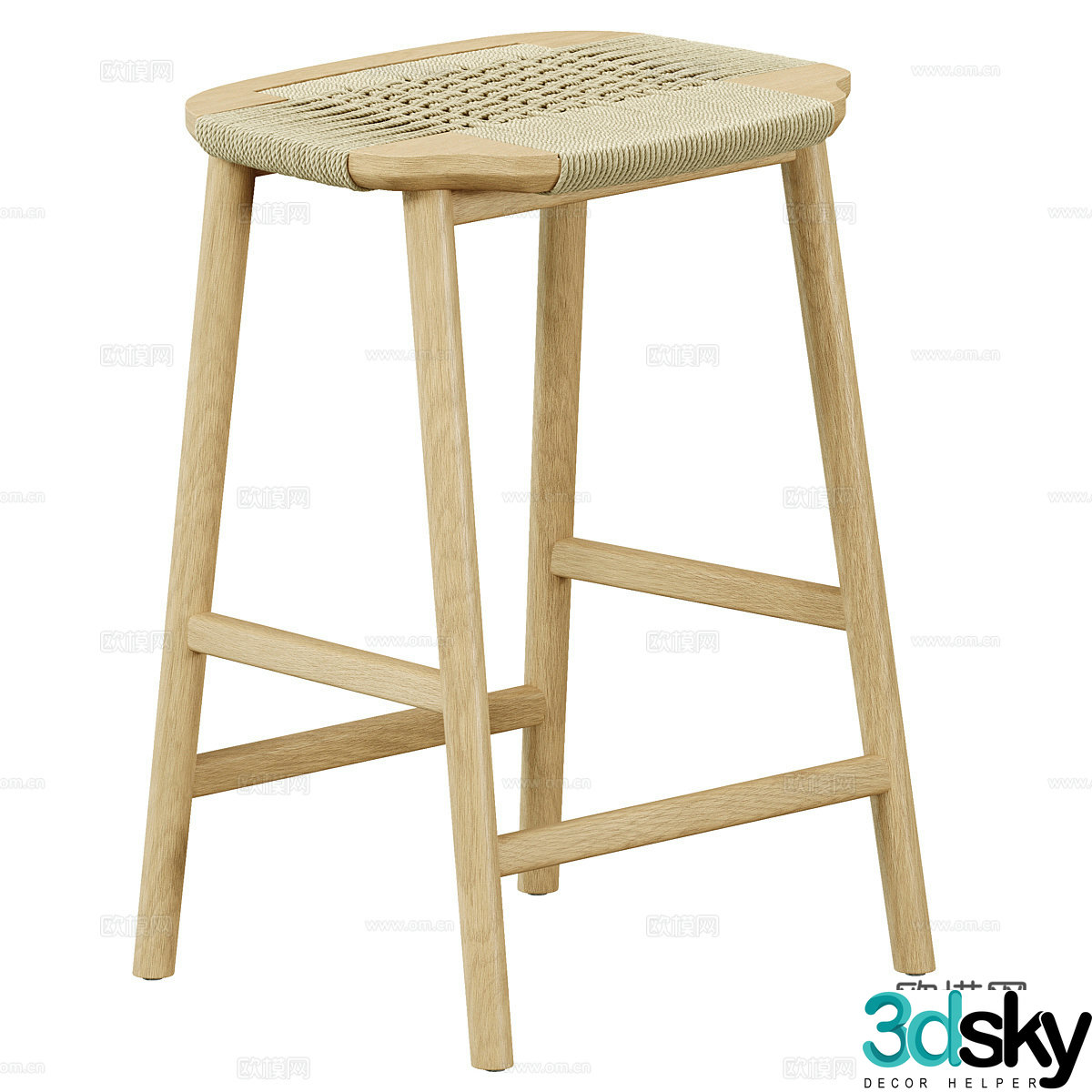 Rattan bar stool bamboo bar stool Wasabi wind bar stool B&B bar stool Outdoor leisure stool Garden rest 3D model