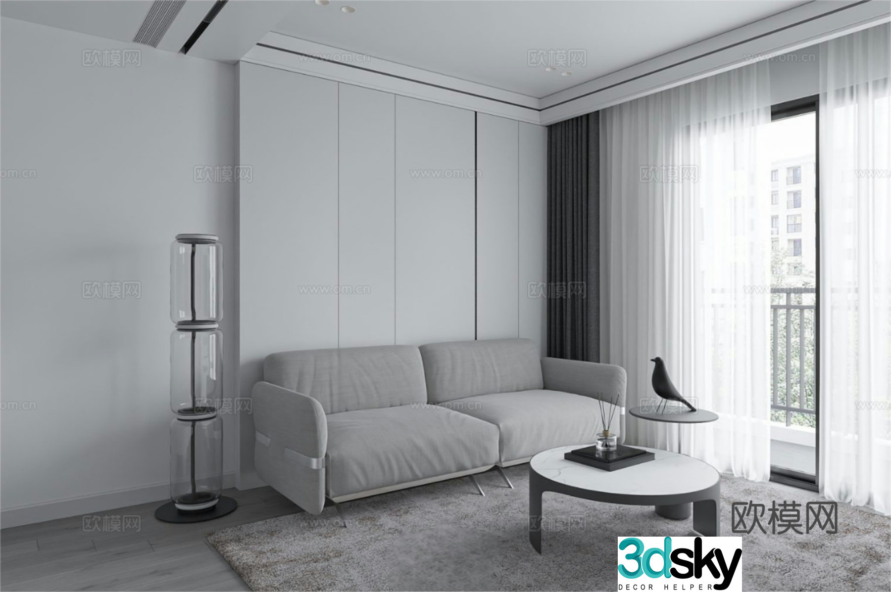Modern simple apartment Simple residence White apartment Simple living and dining room Open kitchen 3d model