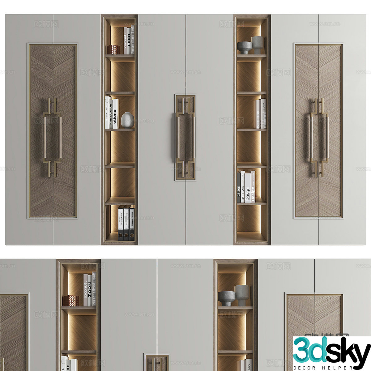 New Chinese style light luxury wardrobe 3D model