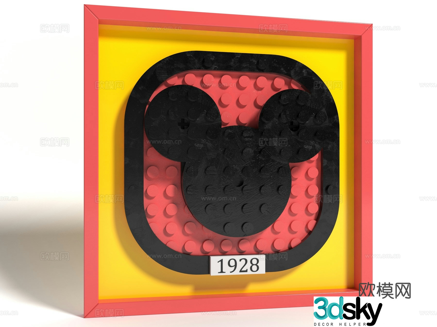 Modern style building blocks hanging painting 3d model