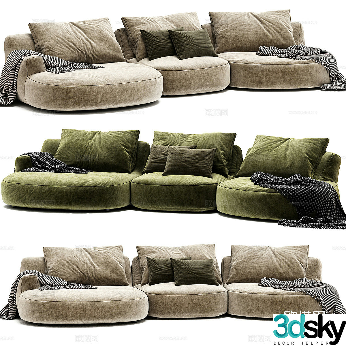 Modern light luxury MOONLIGHT sofa 3D model