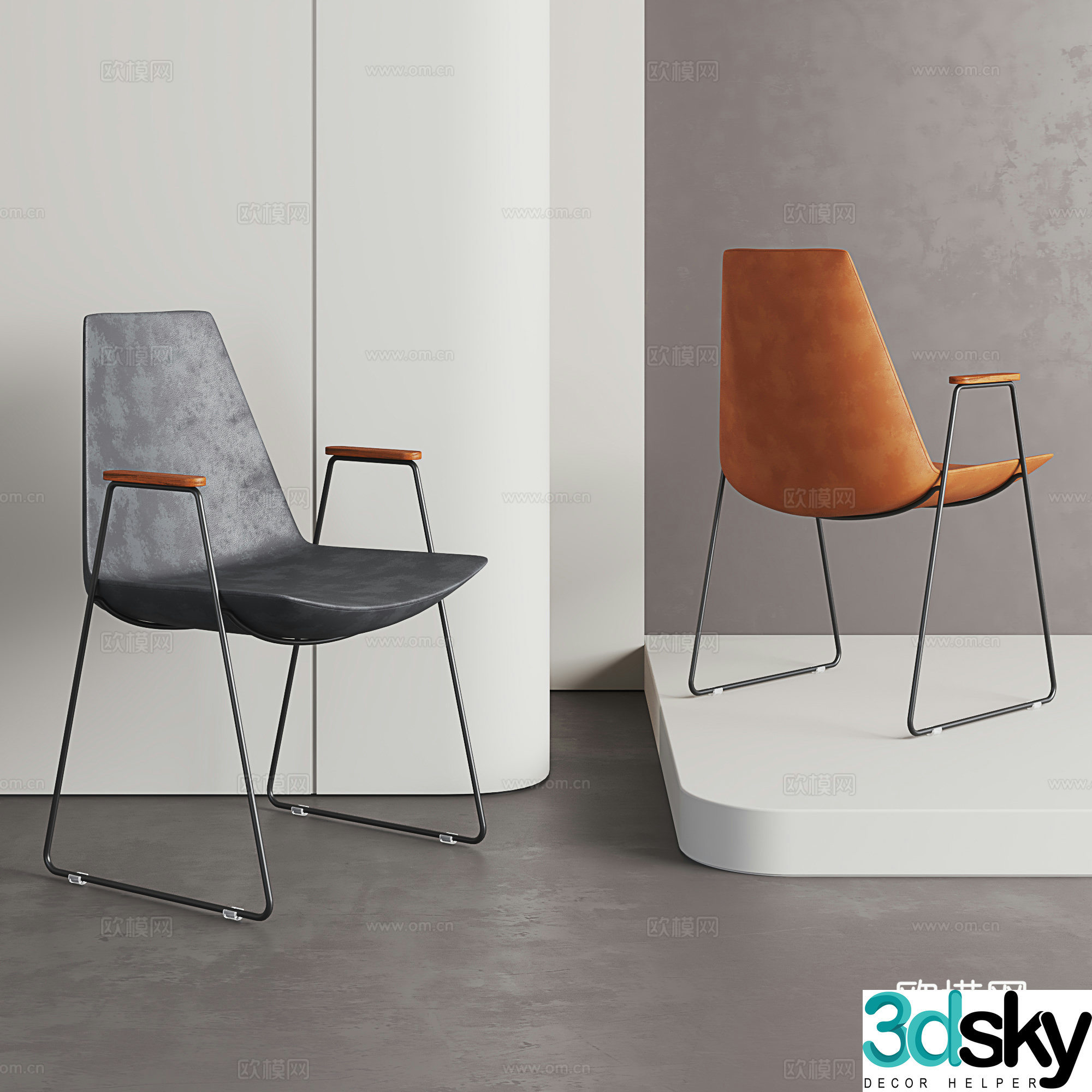 Nordic dining chair light luxury dining chair armchair negotiation chair single chair modern desk and chair 3d model