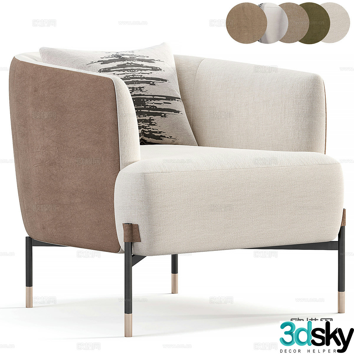 Modern light luxury Diga armchair 3d model