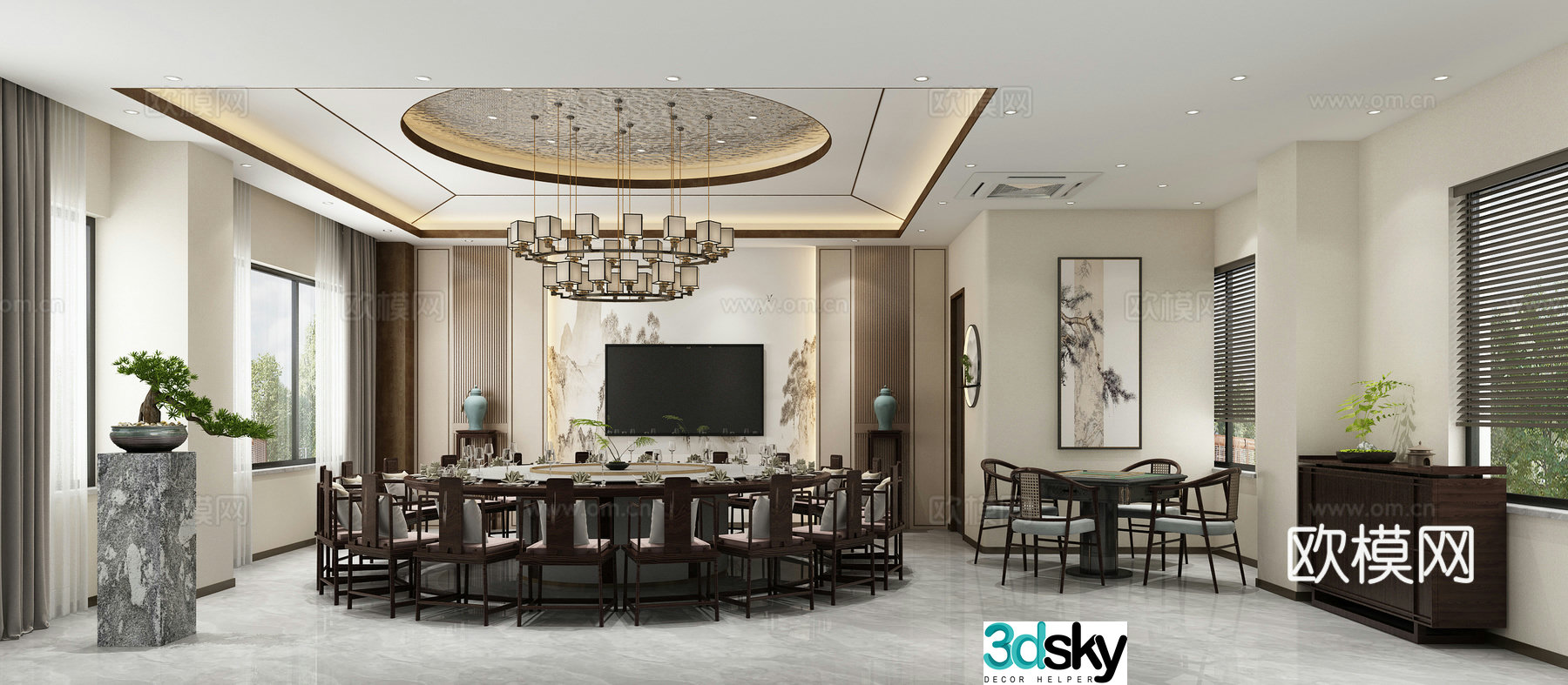 New Chinese restaurant private room 3D model