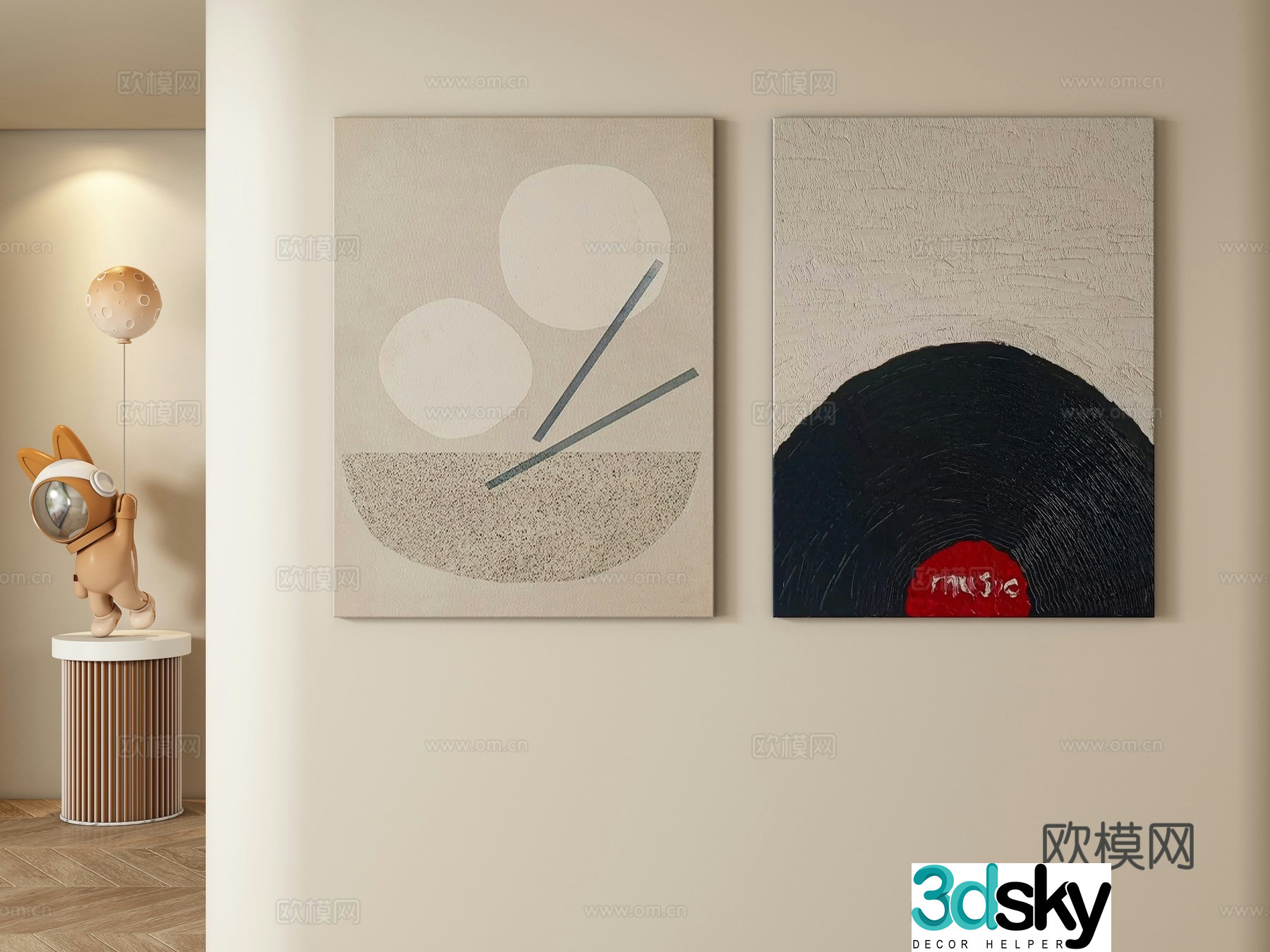 Modern decorative painting hanging painting 3d model