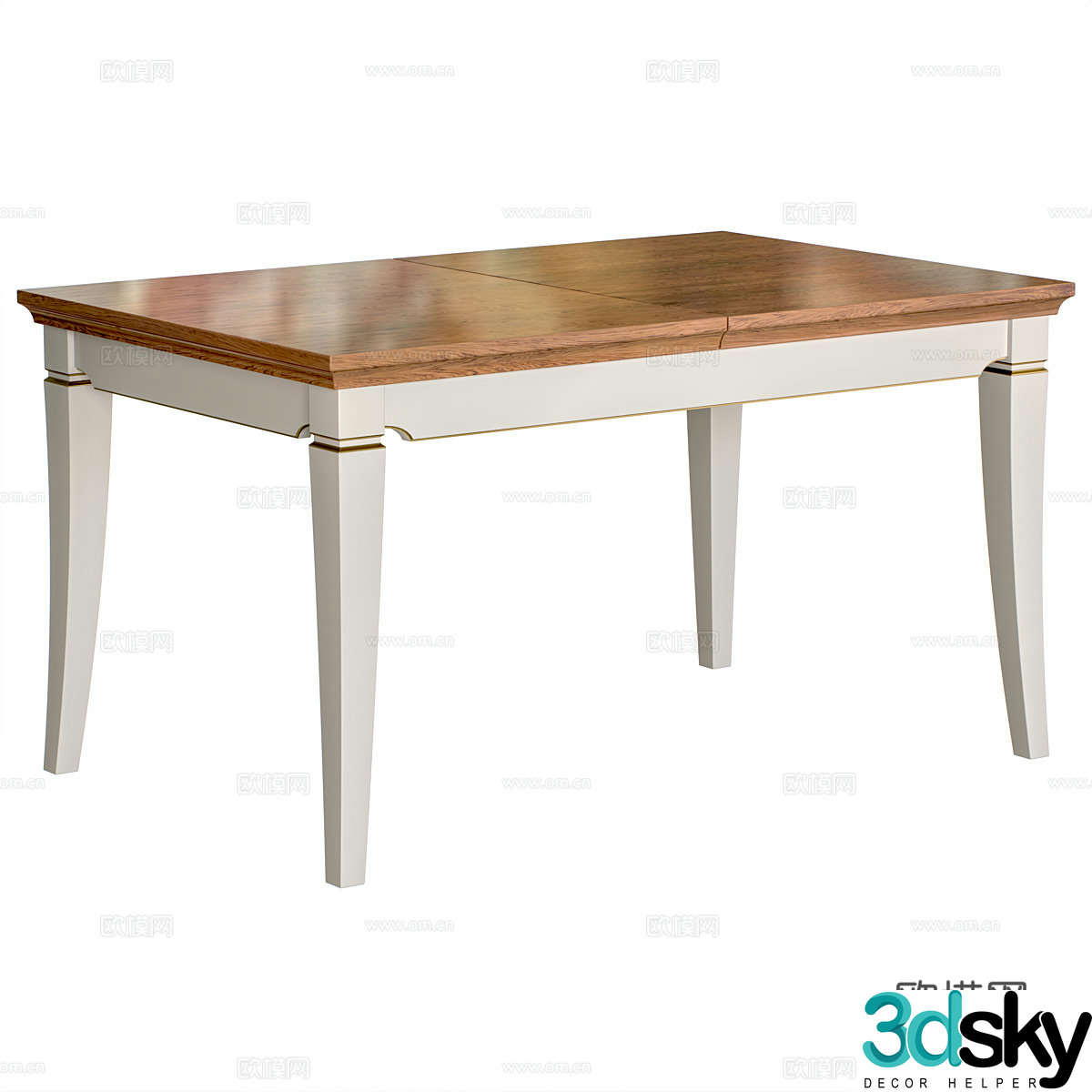 Modern Nordic solid wood dining table 3d model