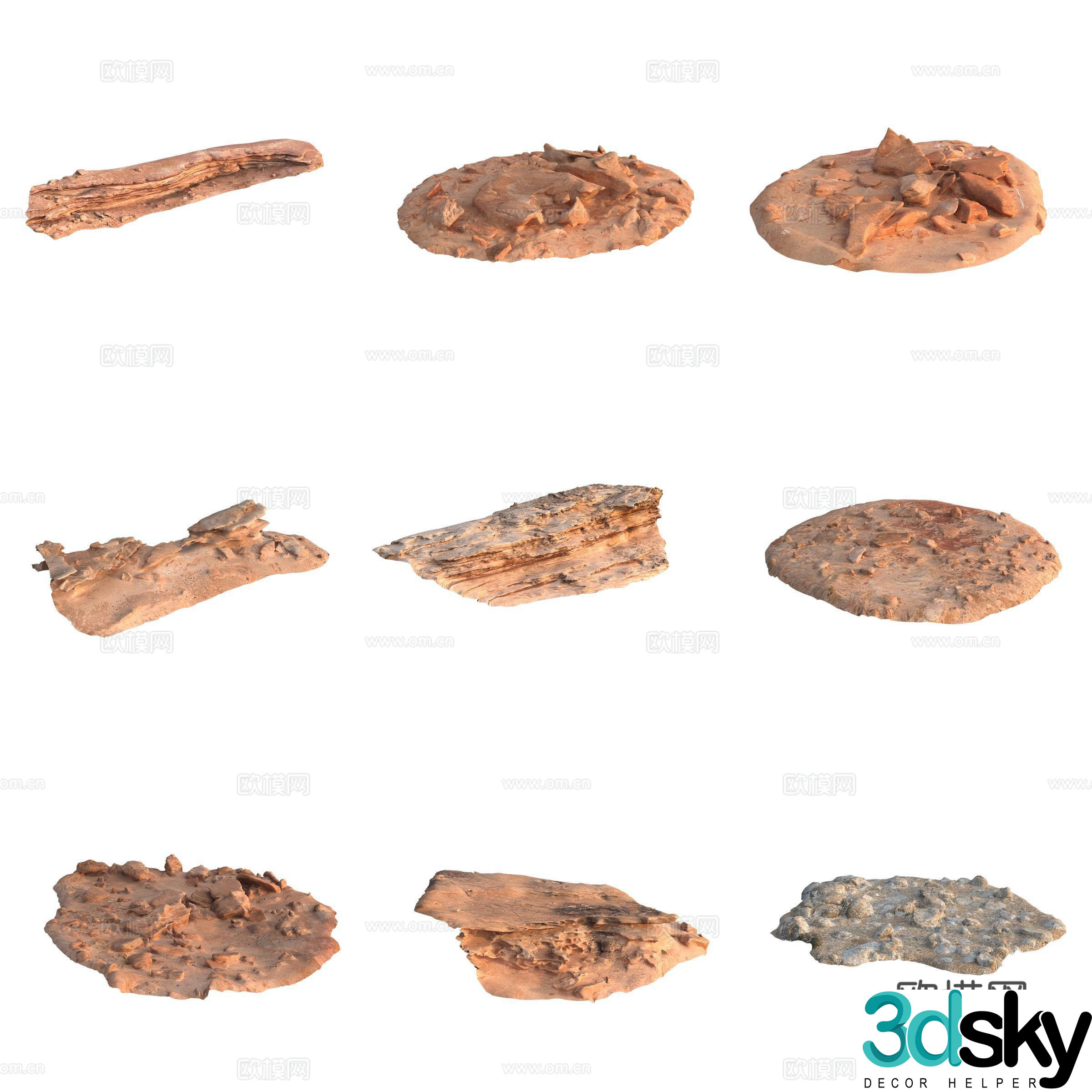 Sandstone stone pile stone wall 3d model