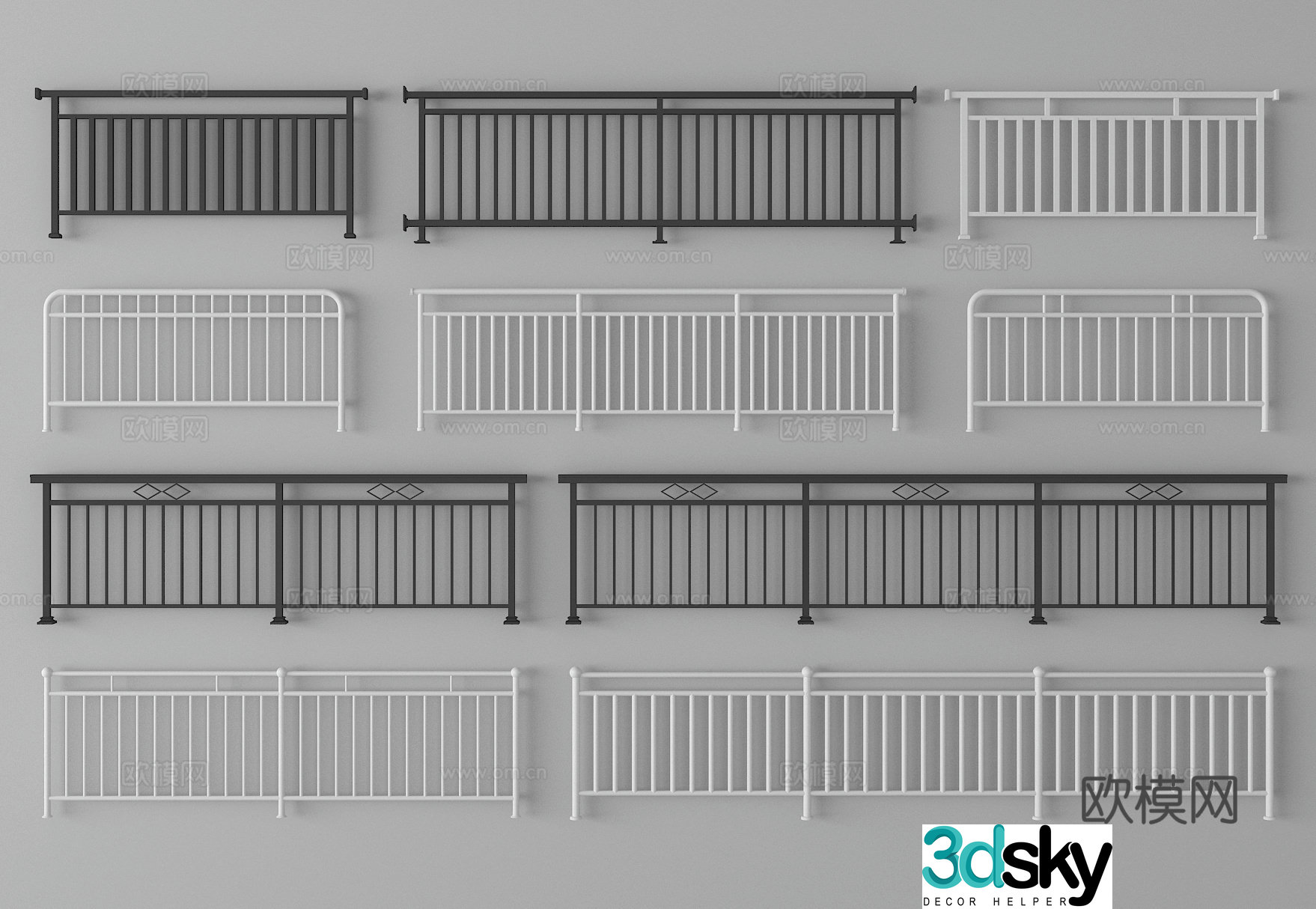 Metal railing Fence Fence Guardrail 3d model
