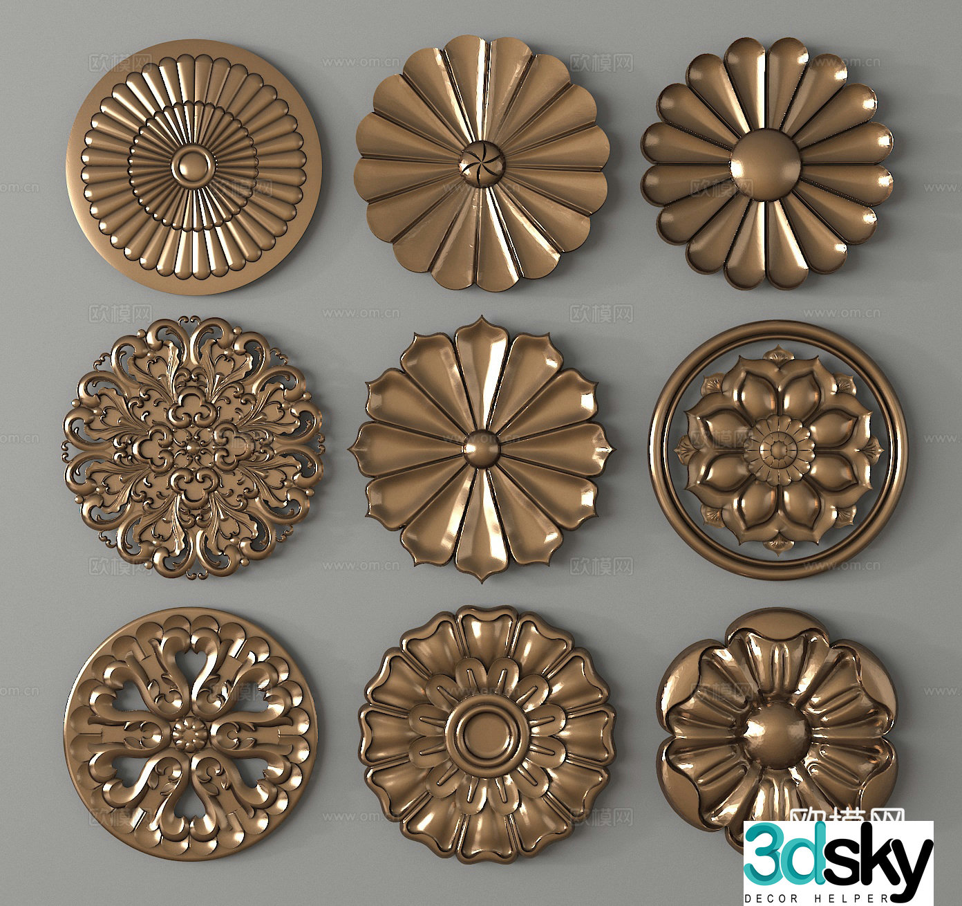 Carving Carved Lantern Pan Gypsum Components 3D Model