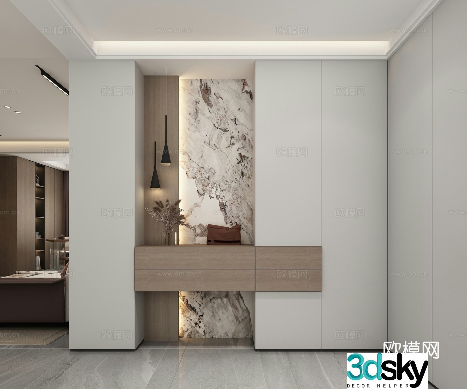 Modern shoe cabinet entrance cabinet 3D model