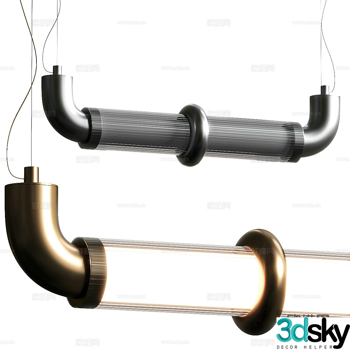 New Chinese style light luxury decorative chandelier 3D model
