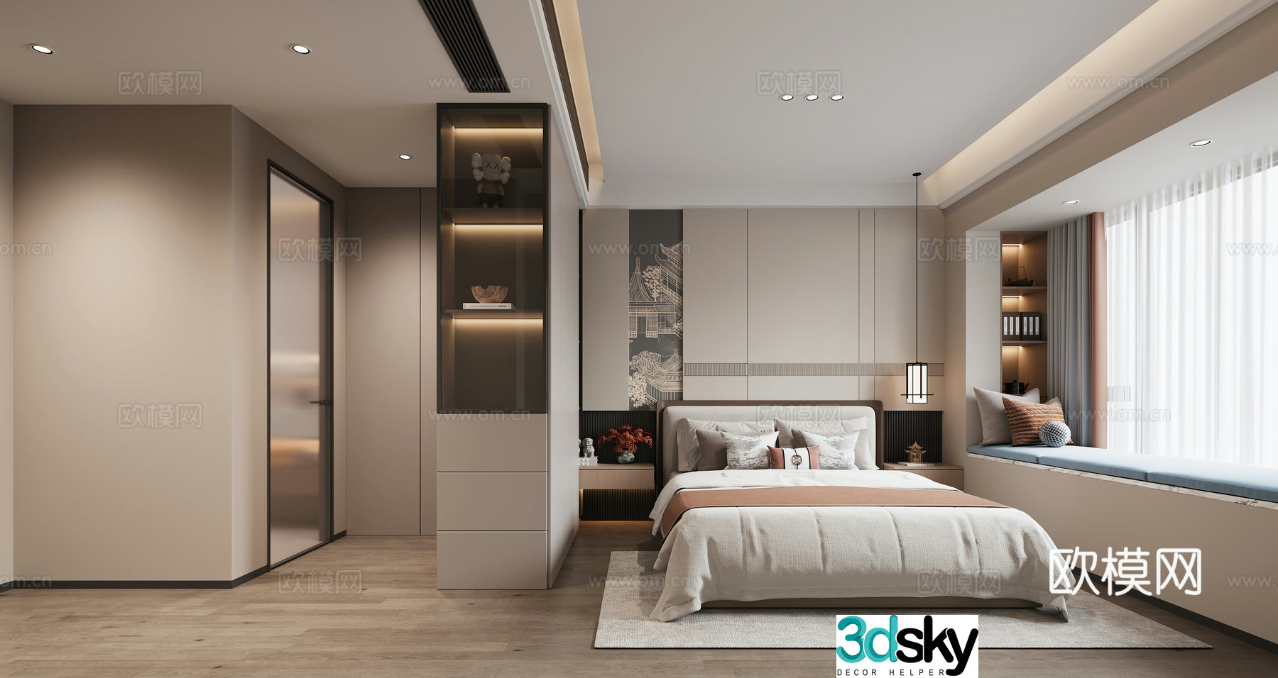 New Chinese bedroom 3D model