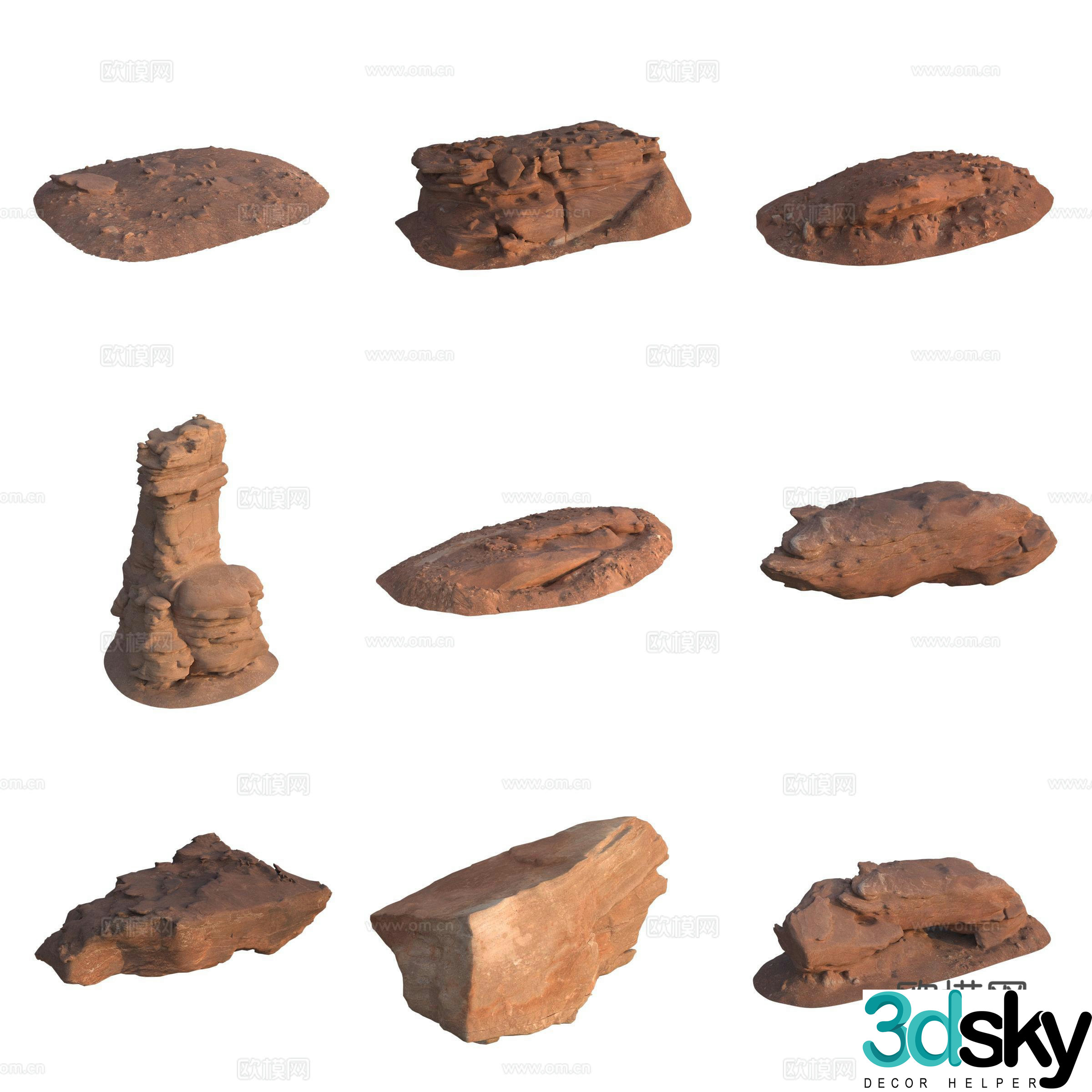 Sandstone large stone stone pile huge stone 3d model