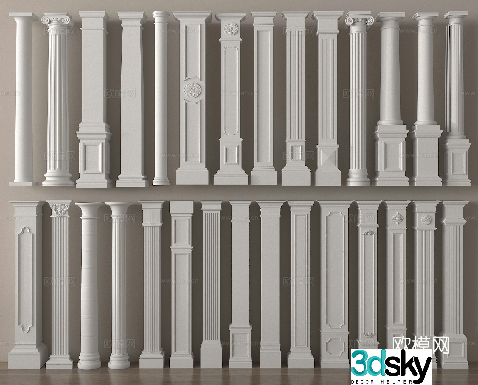French column gypsum column roman column square column door column 3D model