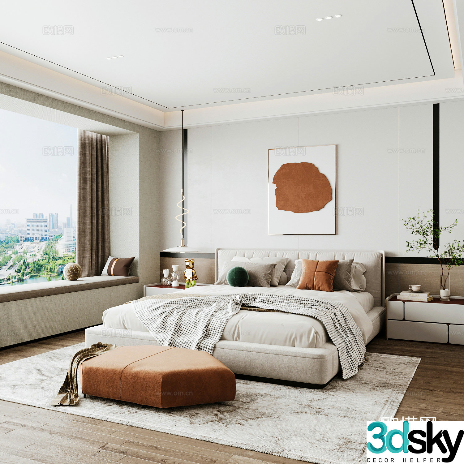 Modern home bedroom Modern bedroom Italian bedroom Simple bedroom Italian bed 3d model