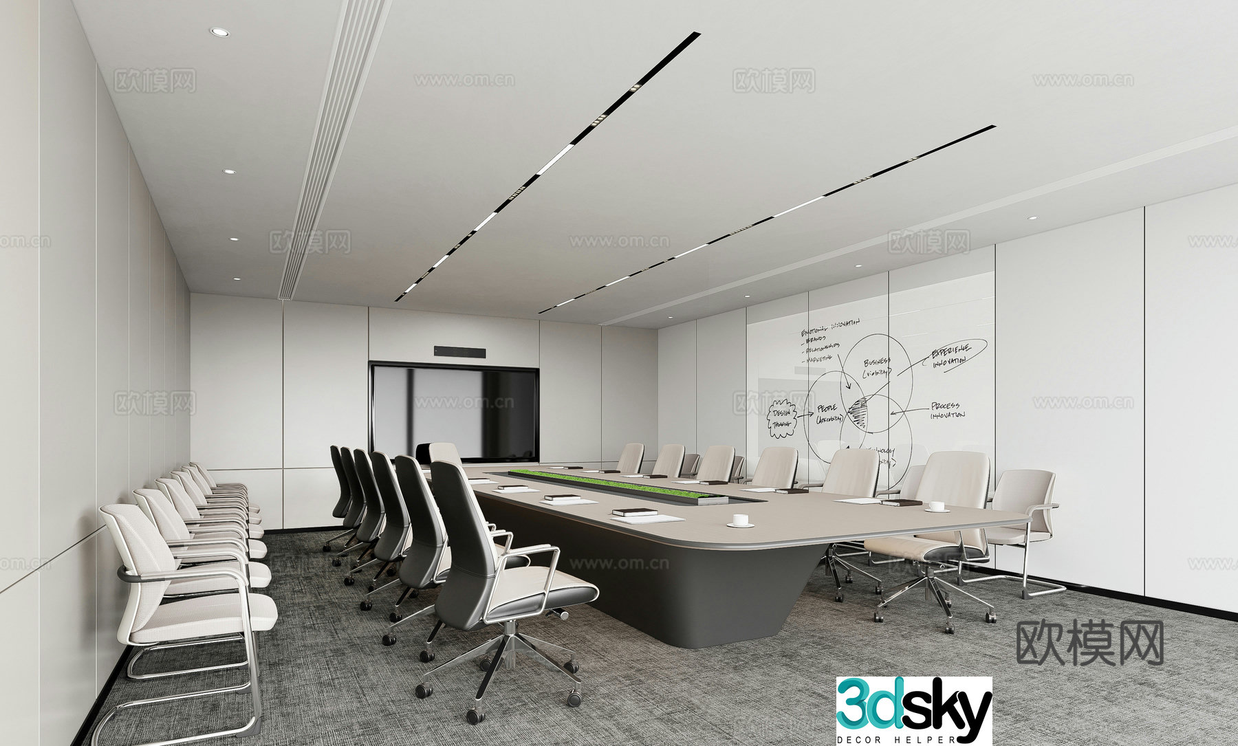 Modern minimalist conference room 3d model