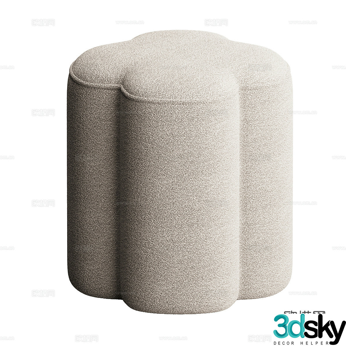 New Chinese Quatrefoil footstool 3D model