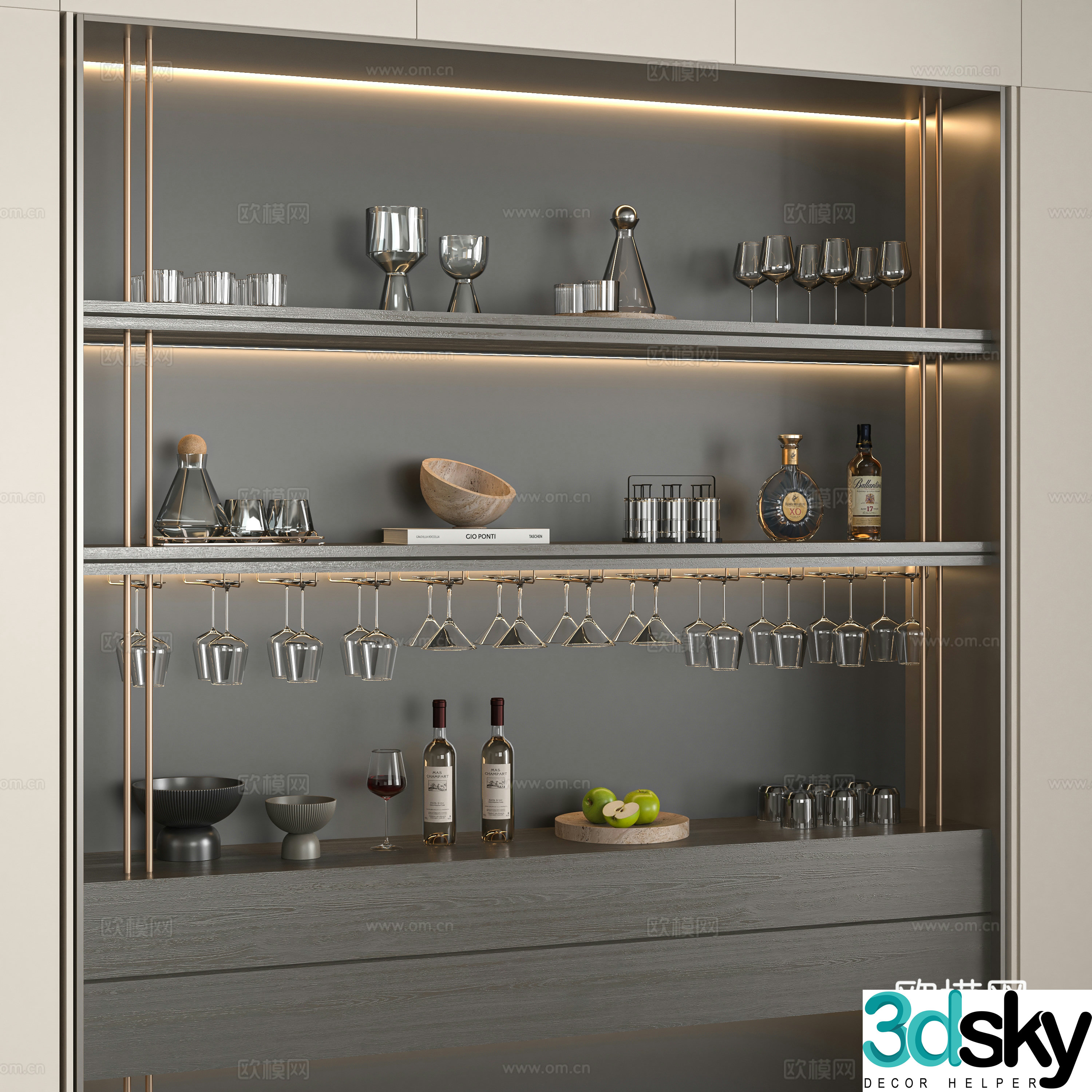 Modern wine cabinet 3d model