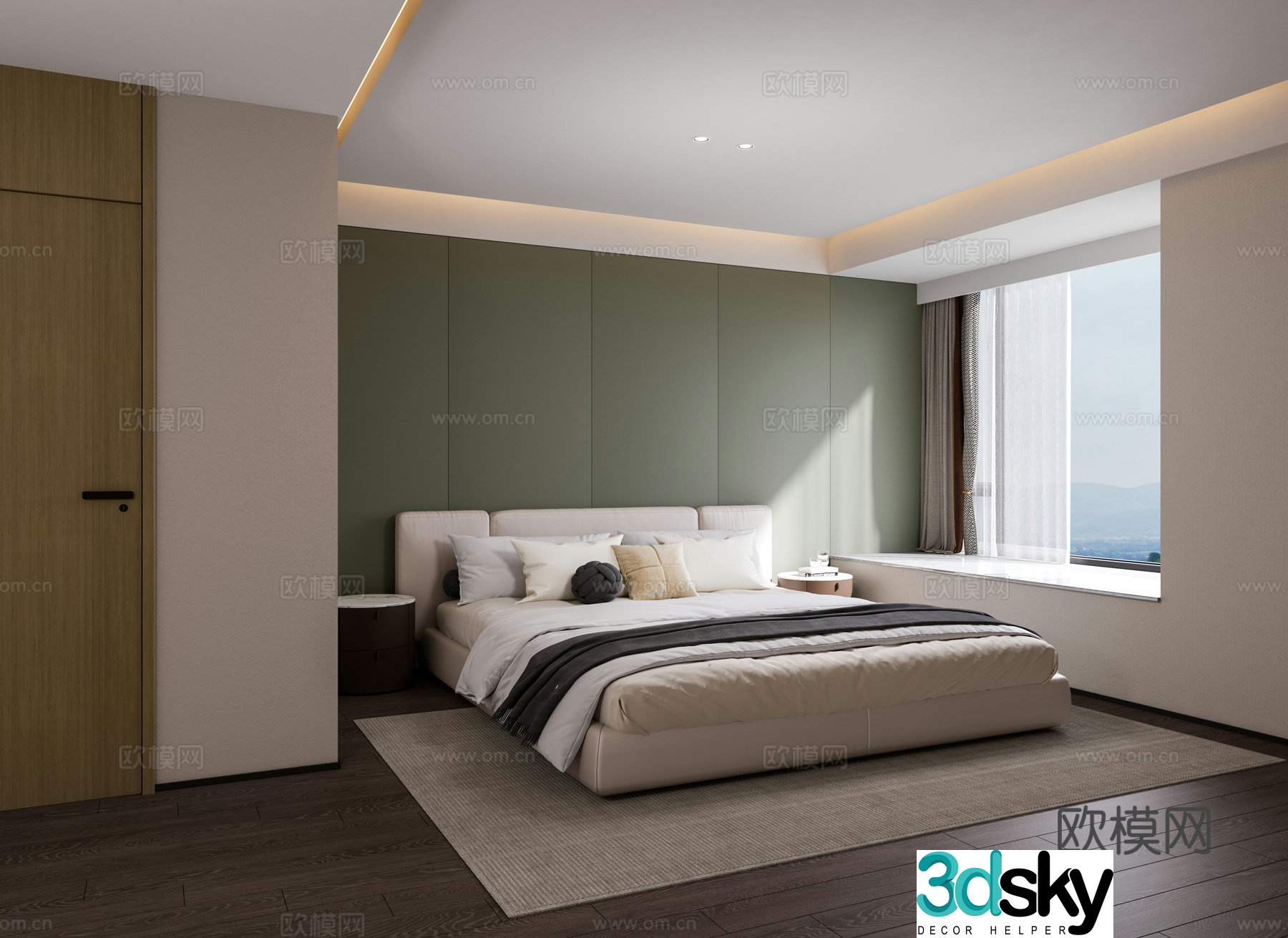 Modern simple bedroom Master bedroom Bare window bedroom No main light bedroom Advanced gray bedroom 3D model