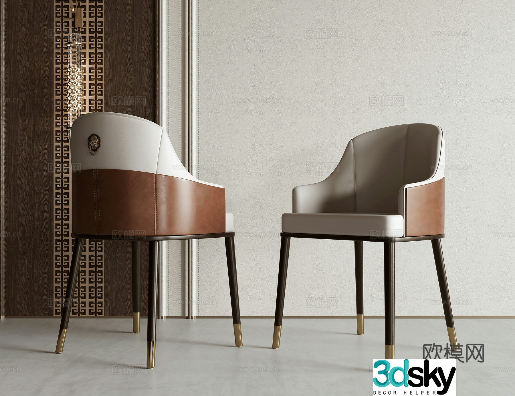 New Chinese single chair 3D model