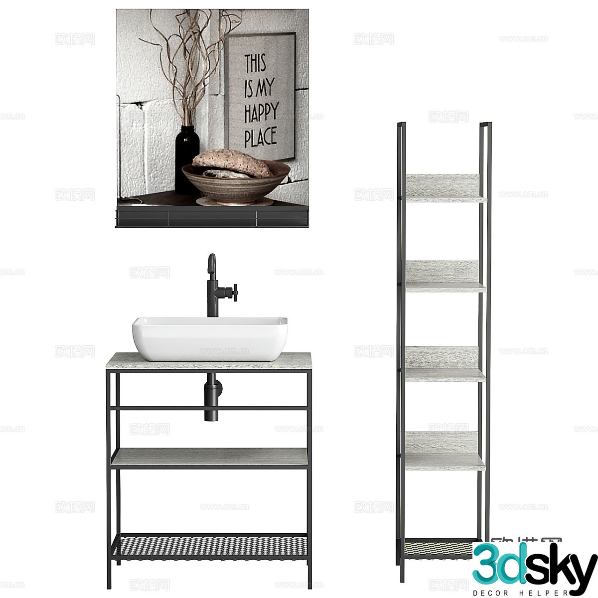 Modern Italian minimalist bathroom cabinet 3d model