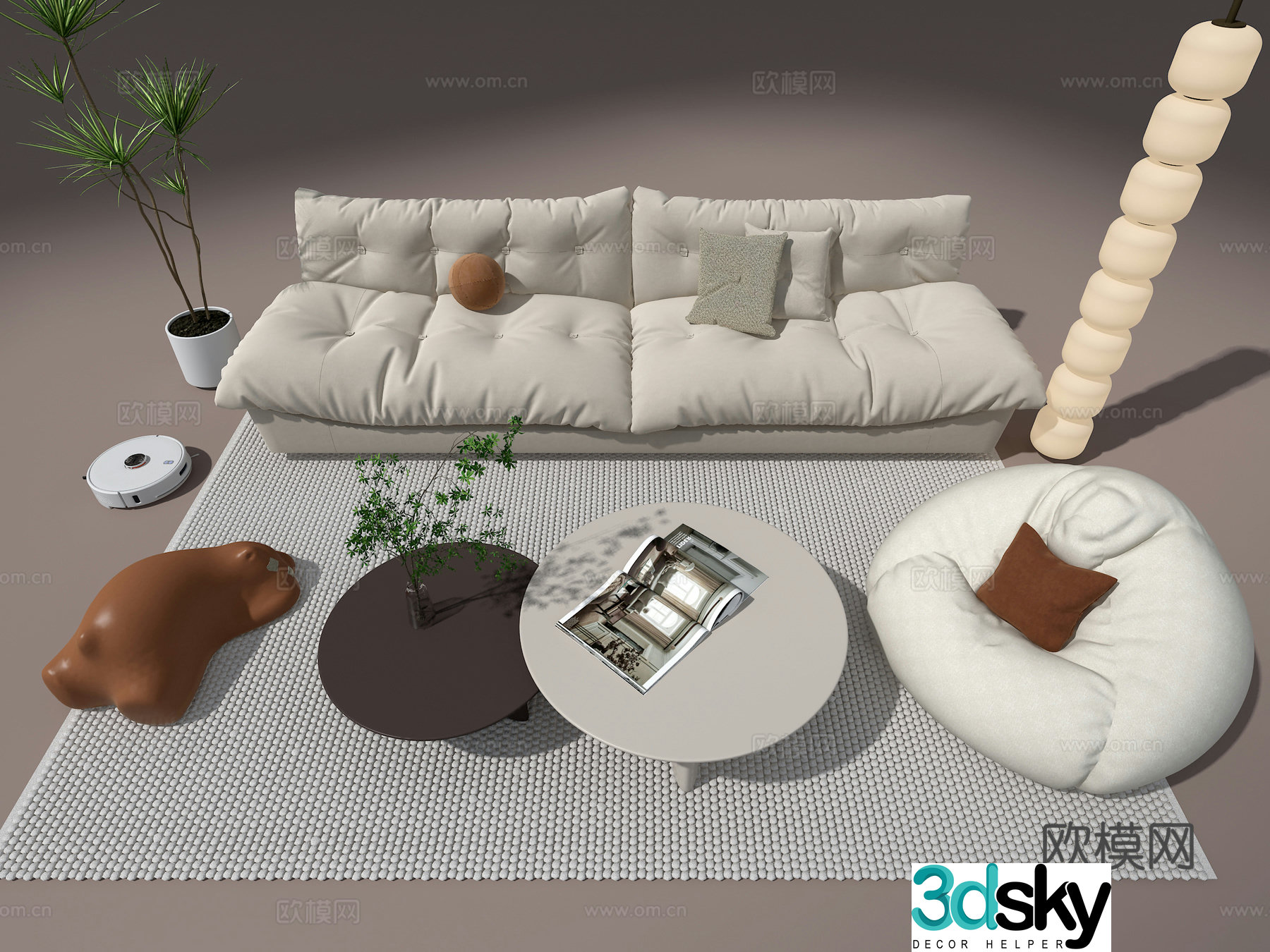 Sofa coffee table combination 3D model