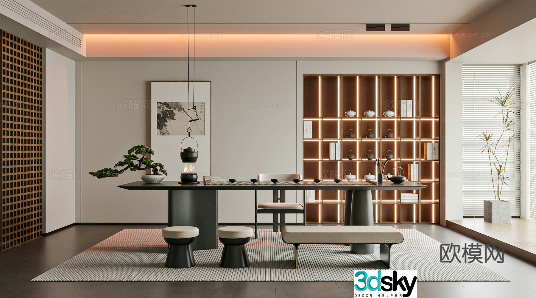 New Chinese tea room 3D model