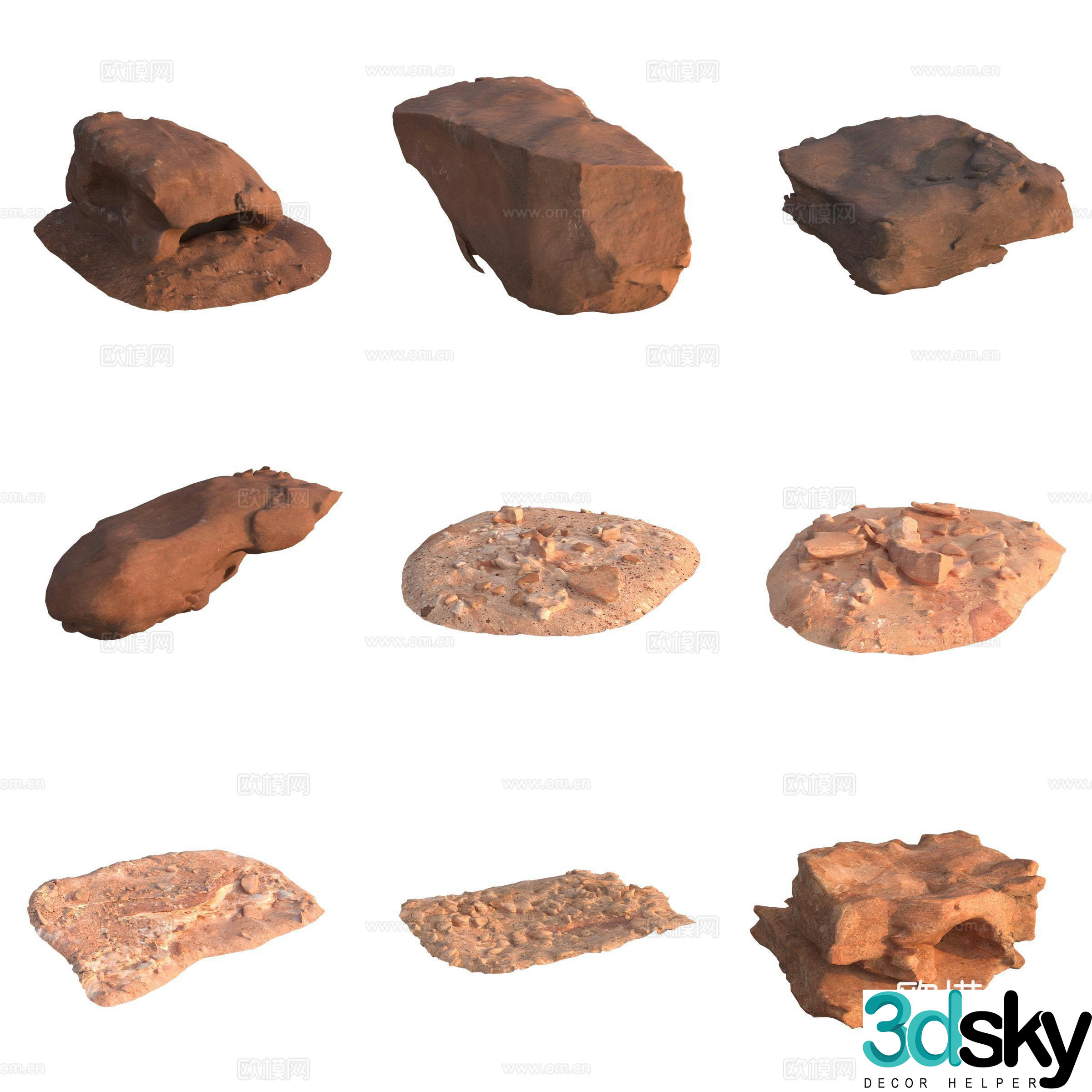 Sandstone large stone stone pile huge stone 3d model