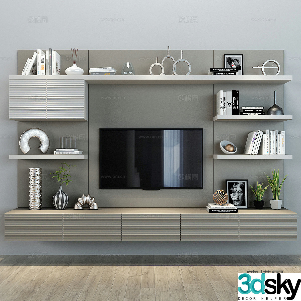 3D model of TV cabinet wall