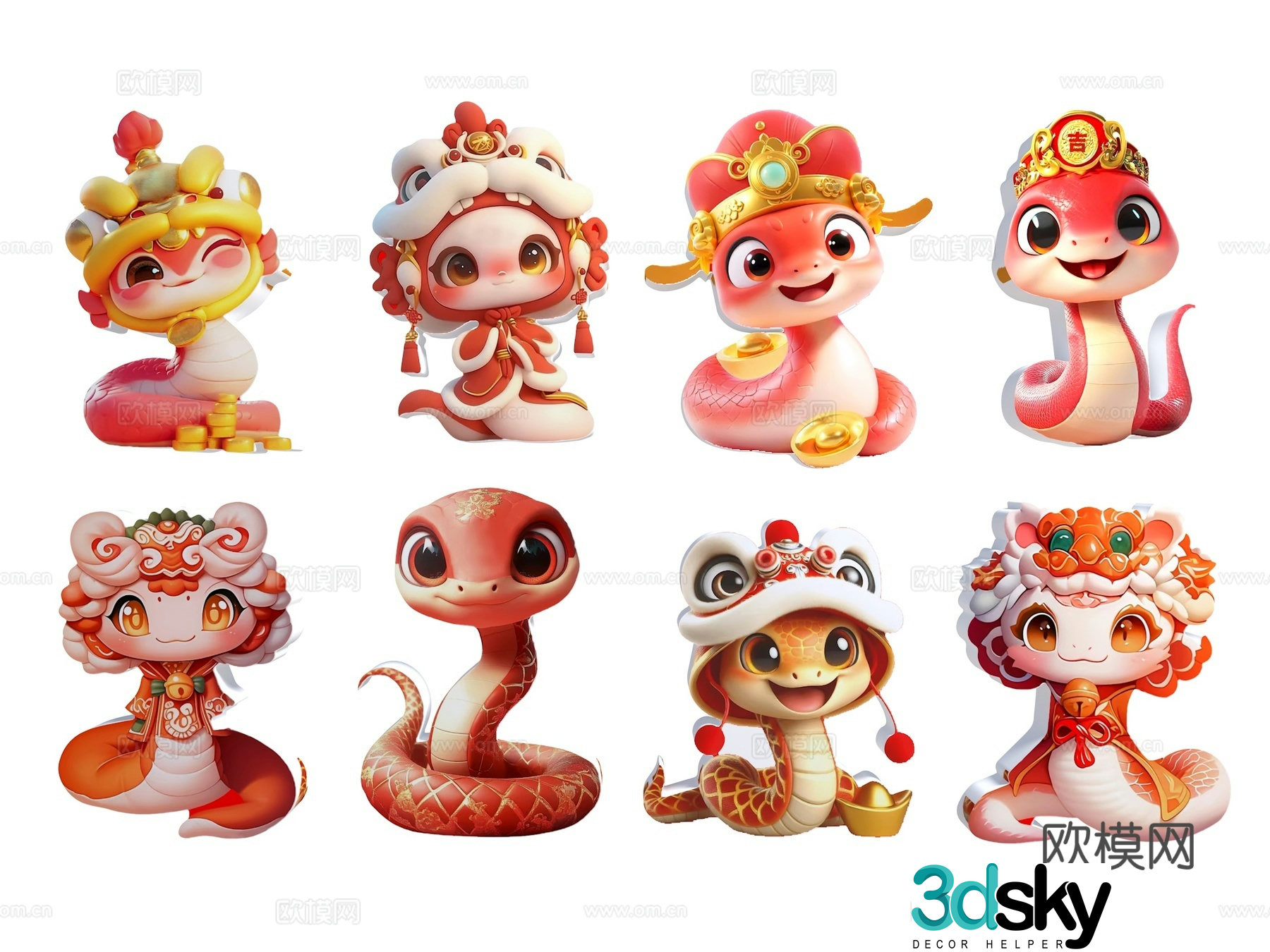 Sticker Snake Year Mascot Snake Baby Snake 2025 Year of Snake Elements Cartoon Snake New Year Snake 3D Model