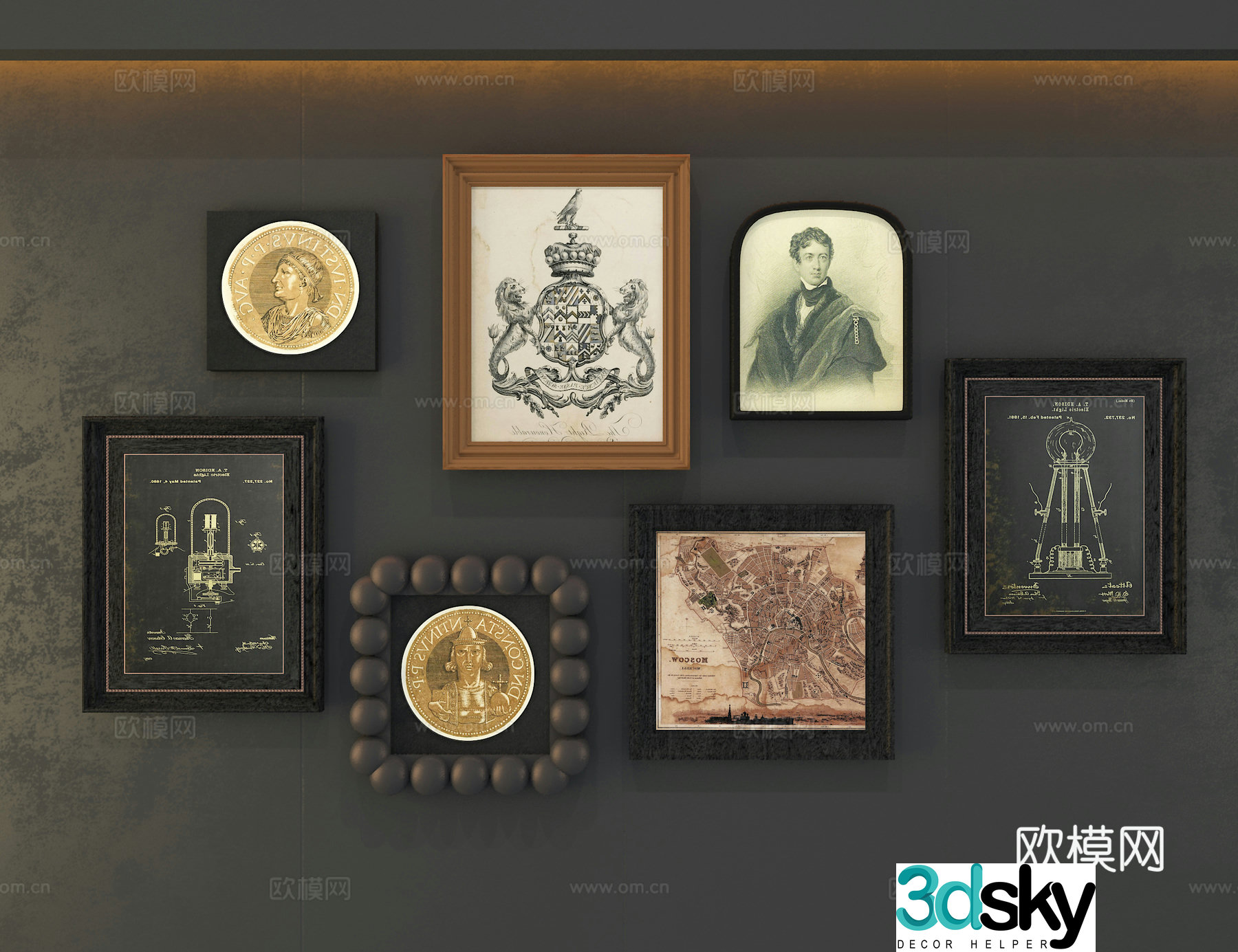 3D model of medieval style decorative painting