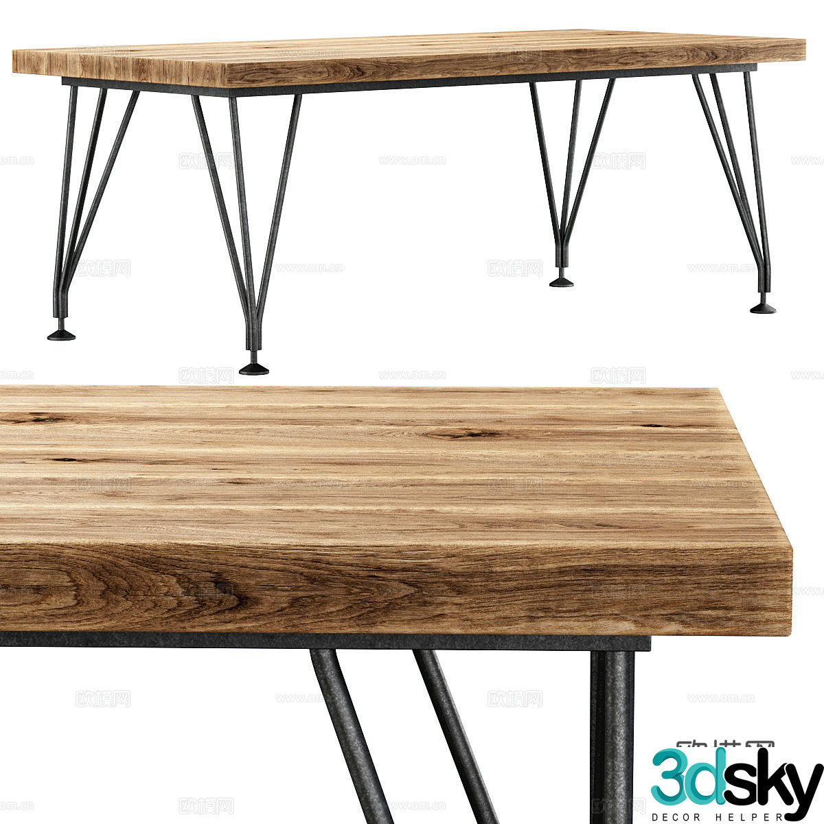 New Chinese style wasabi wooden dining table 3D model