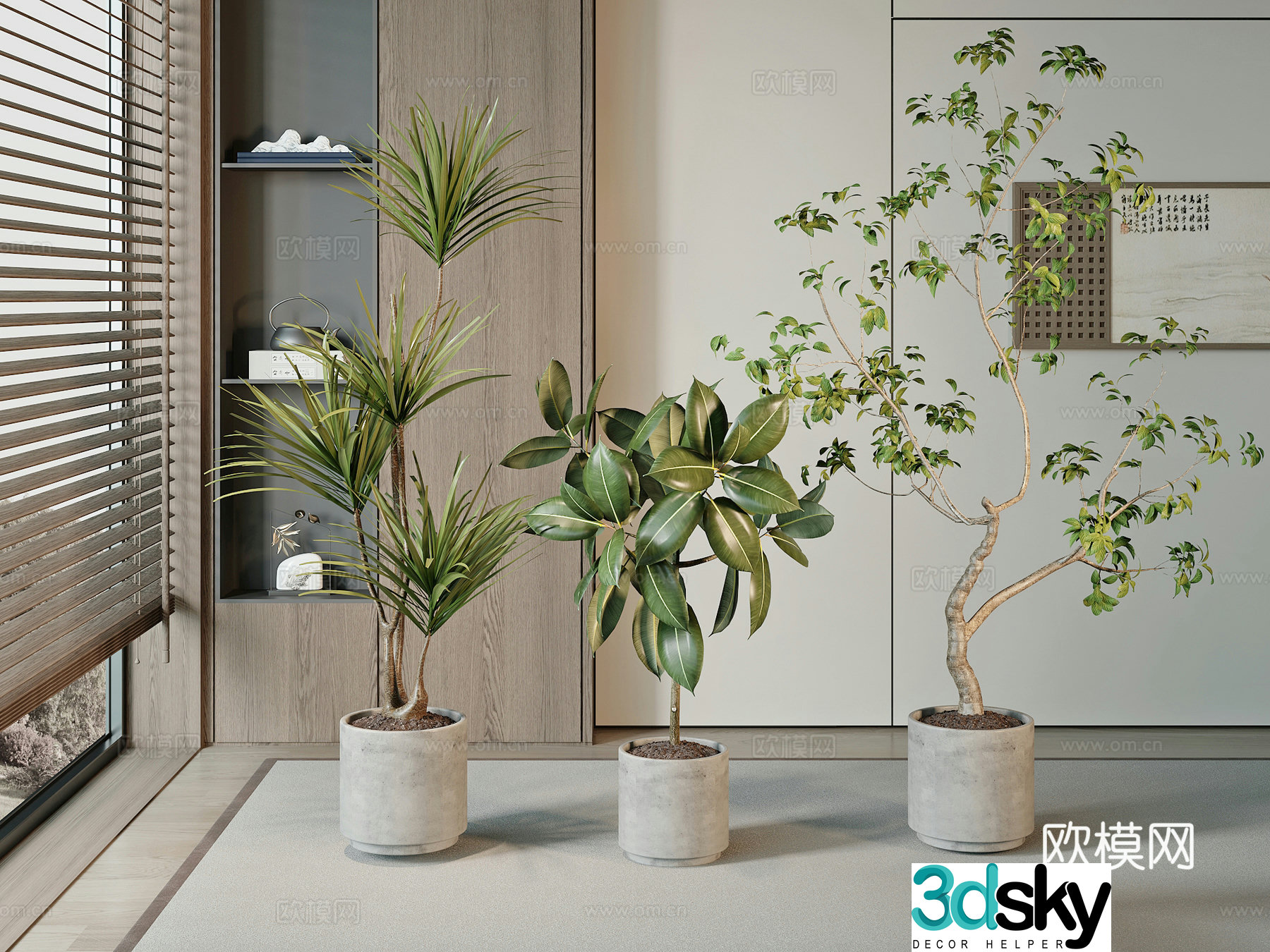 Modern green plant potted 3D model