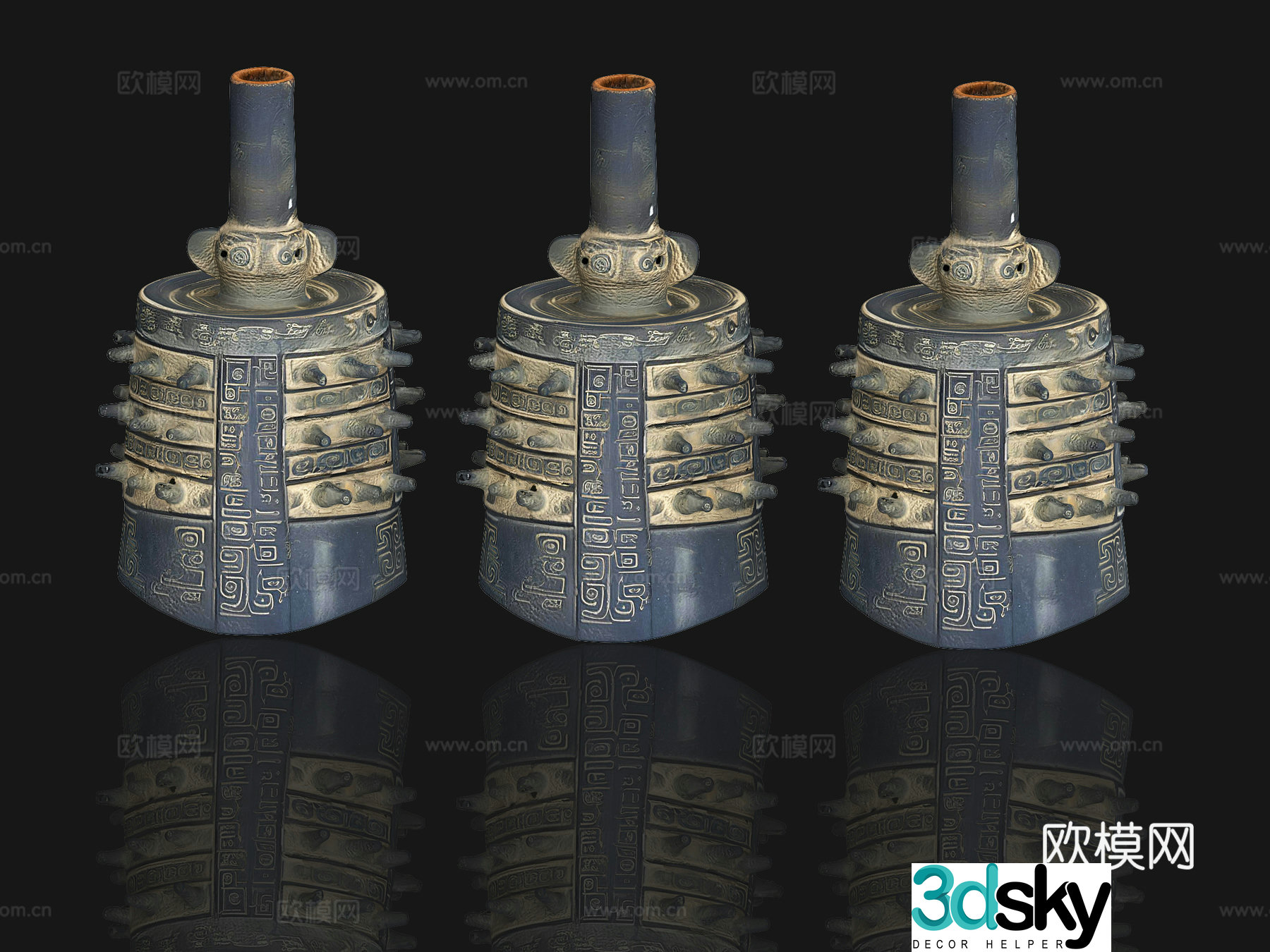 Chinese bronze ware chimes musical instruments antiques cultural relics artworks chimes musical instruments Chinese music 3D model