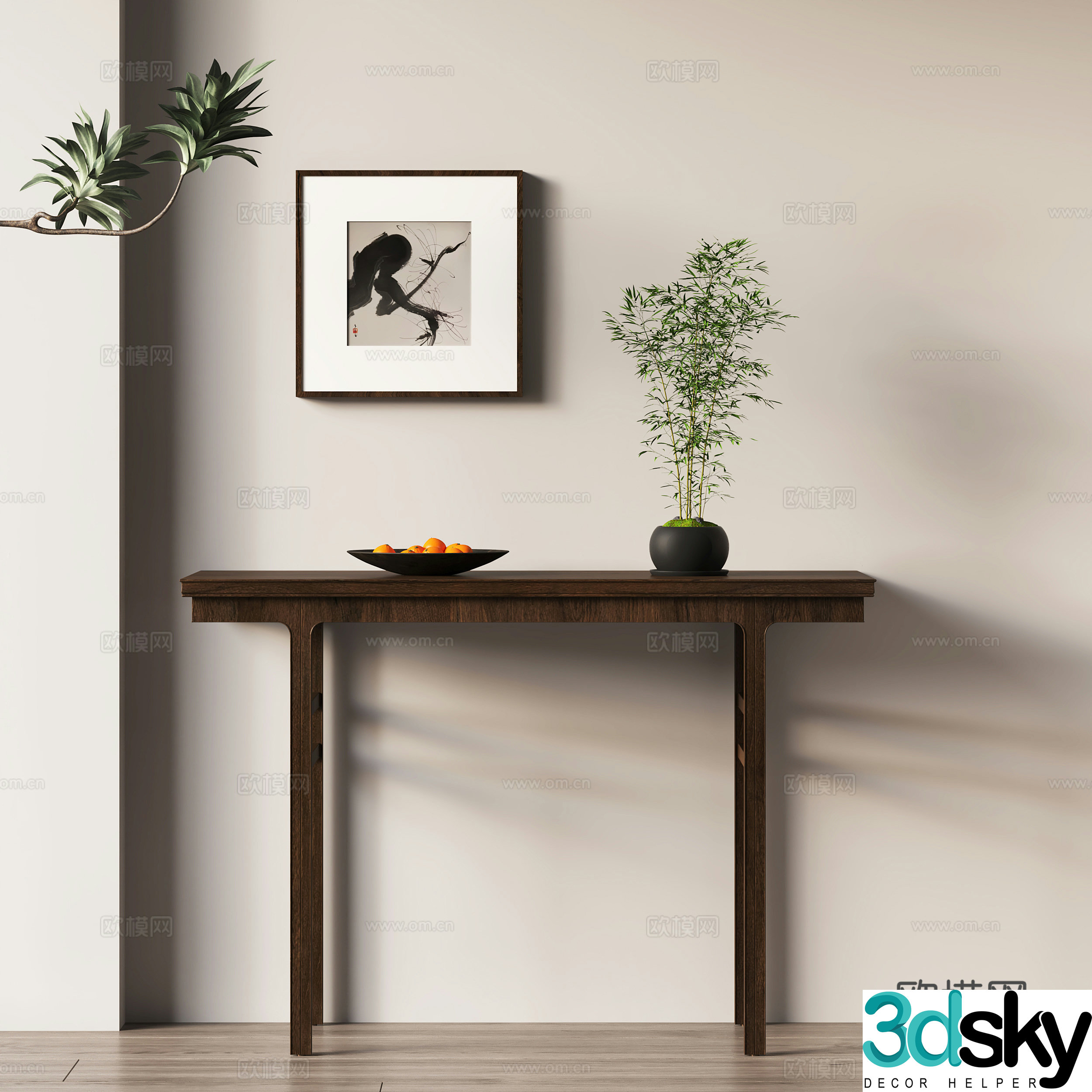 New Chinese style end-of-view 3D model