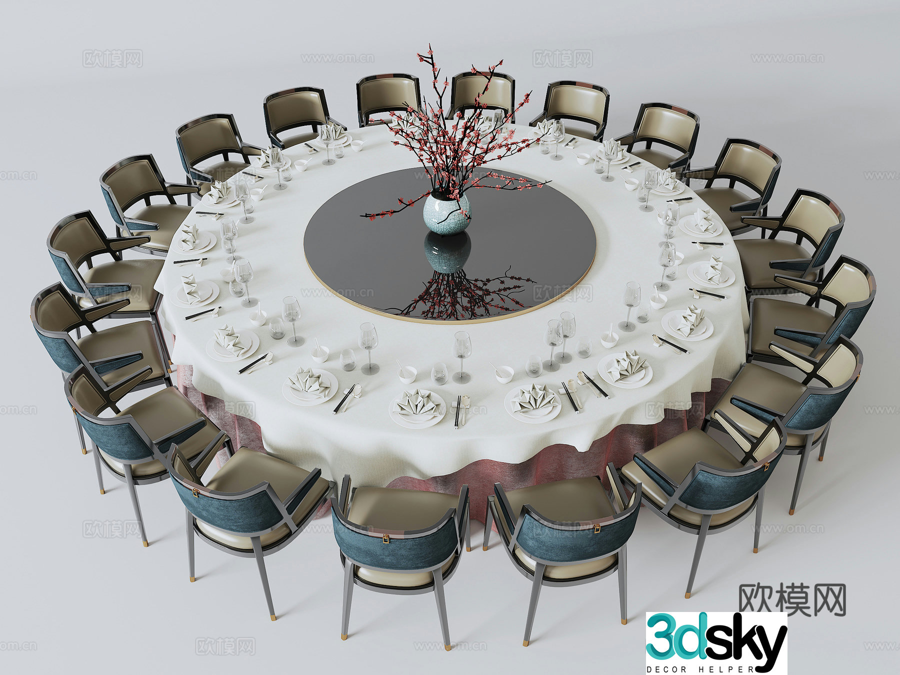 New Chinese style large round table 3D model