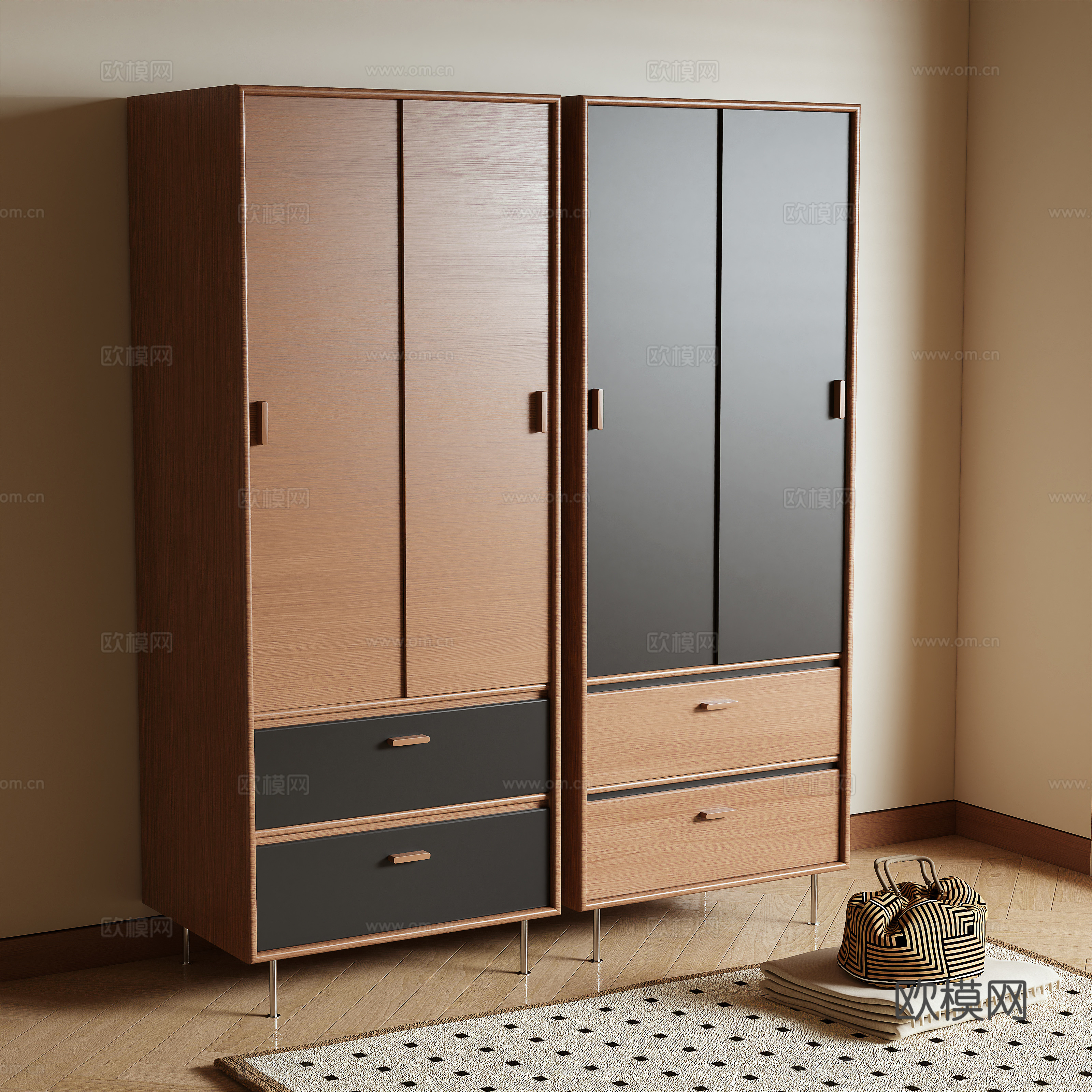 Middle-aged wind wardrobe 3d model