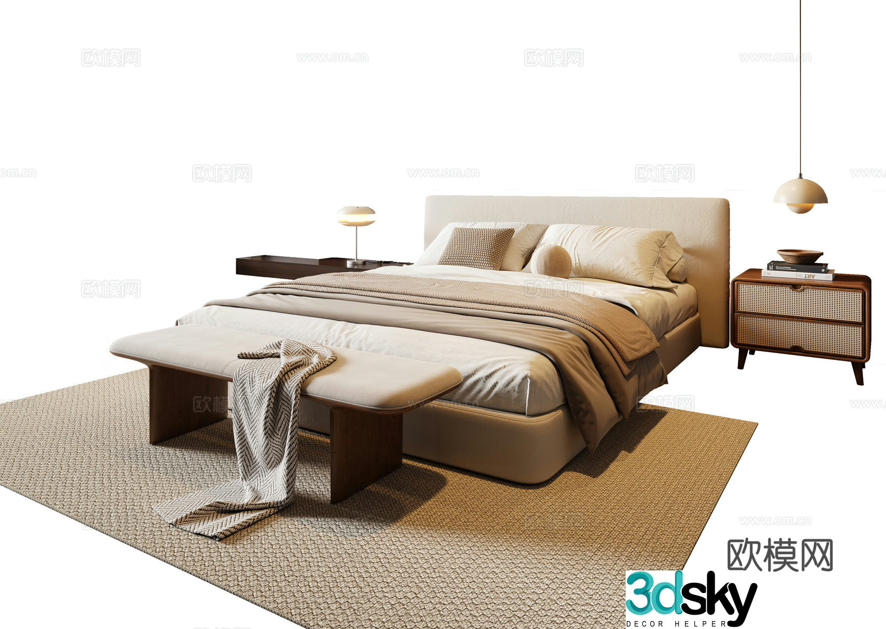 Middle-aged double bed 3D model