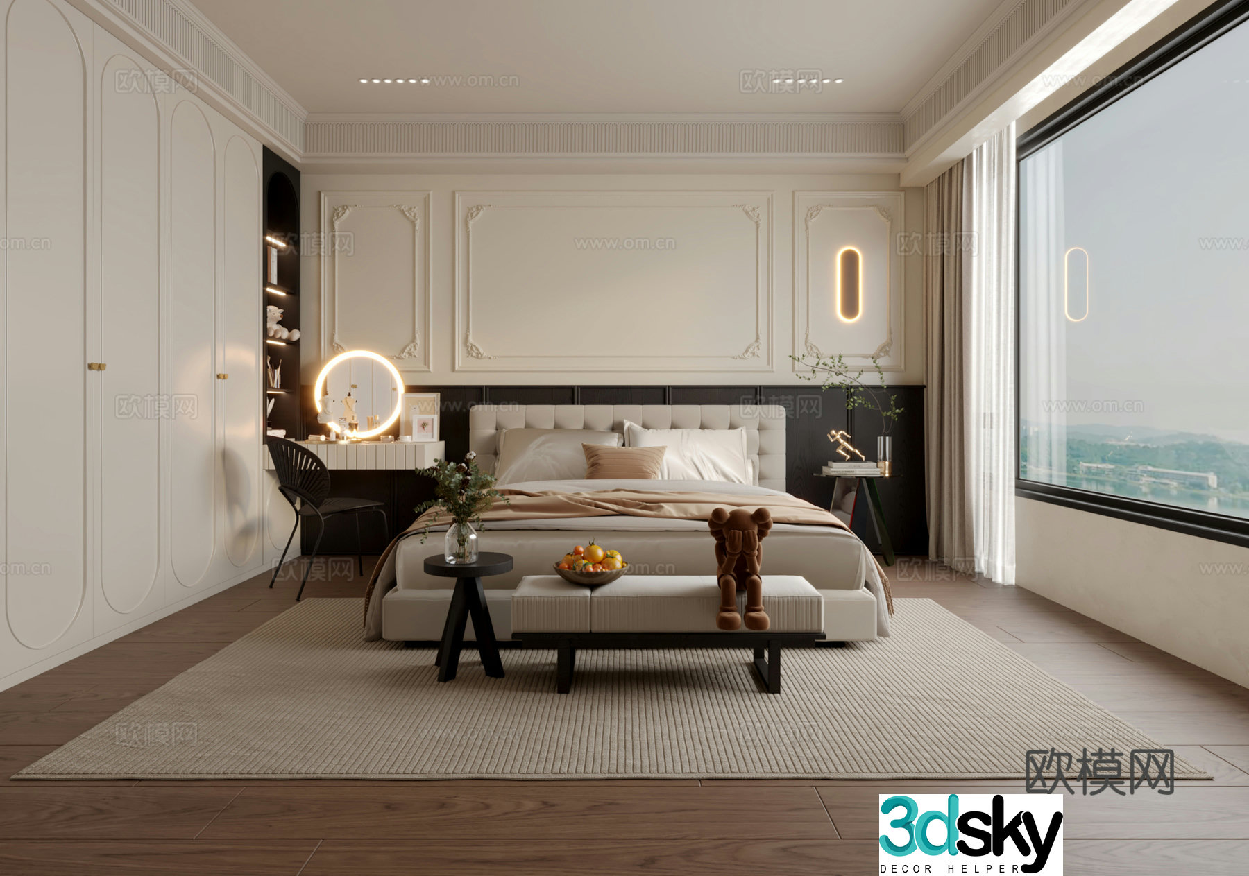 French retro bedroom 3d model