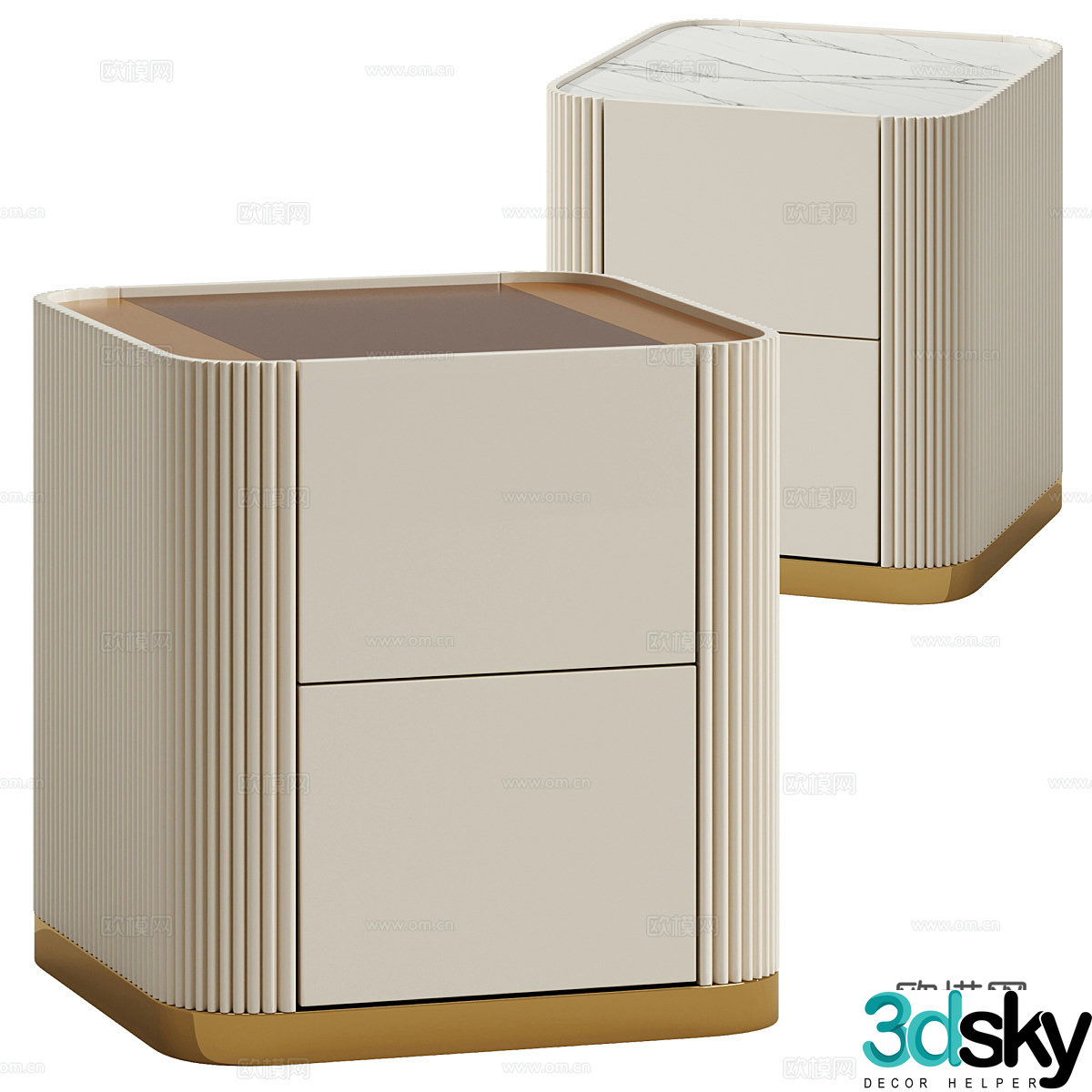 Modern Italian light luxury Board nightstand 3D model