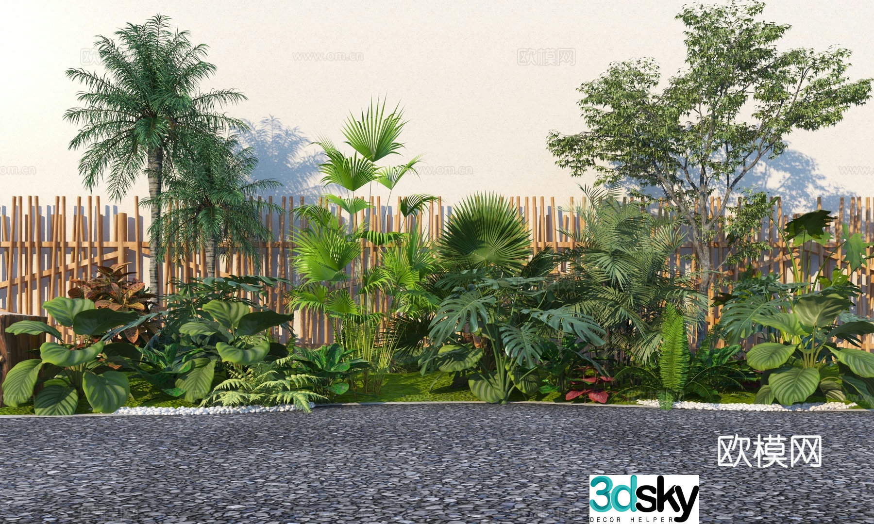 Modern tropical plant landscaping 3D model